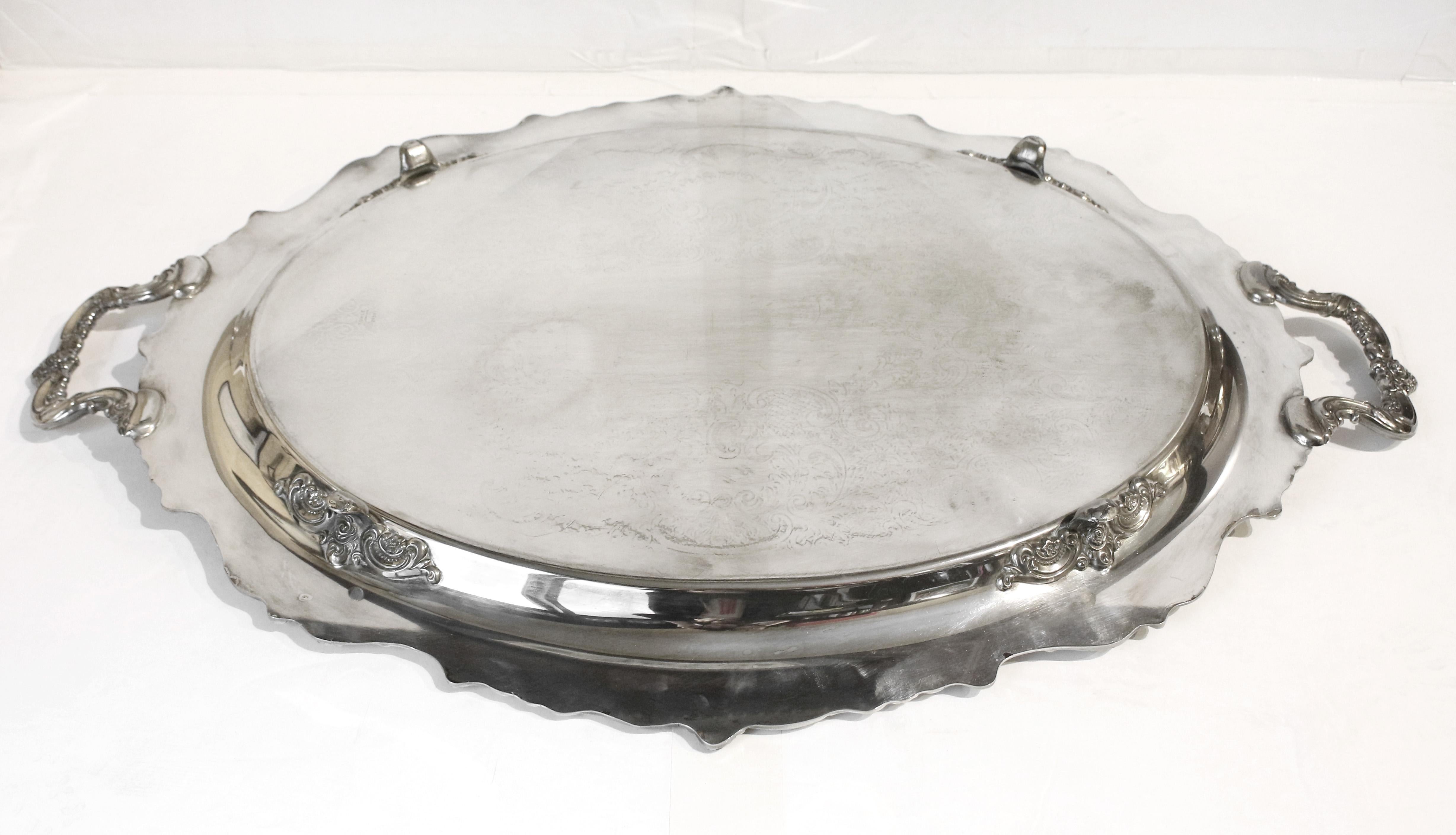 19th Century Late 19th to Early 20th Century Rococo-Style Silver Plate Tea Tray by Towle For Sale