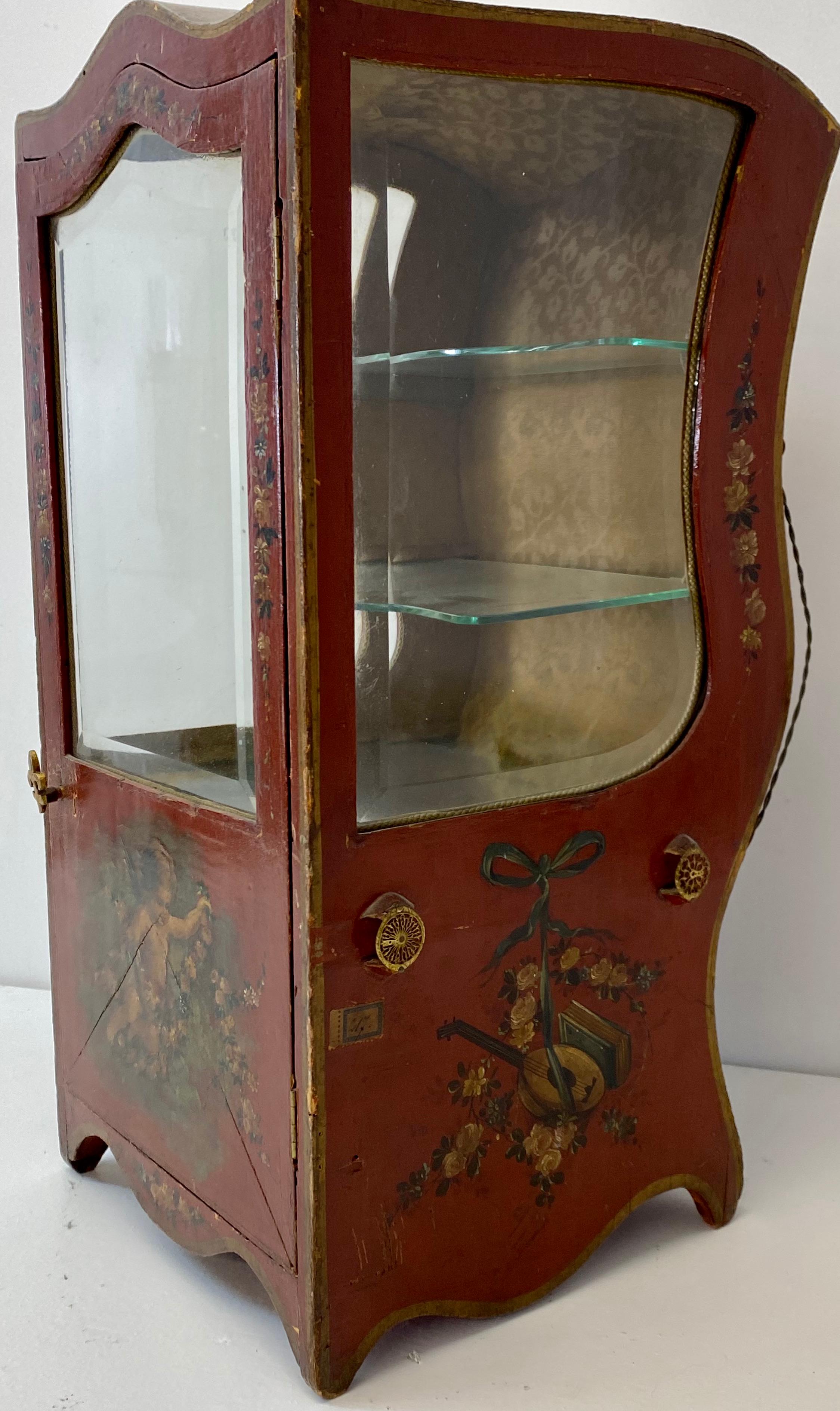 Rococo Late 19th to Early 20th Century Sedan Chair Miniature Table Top Display Cabinet For Sale