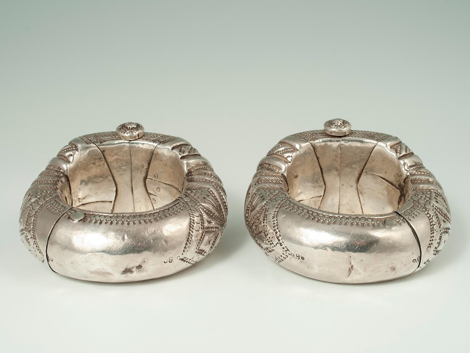 Omani Late 19th to Early 20th Century Silver Anklets, Oman
