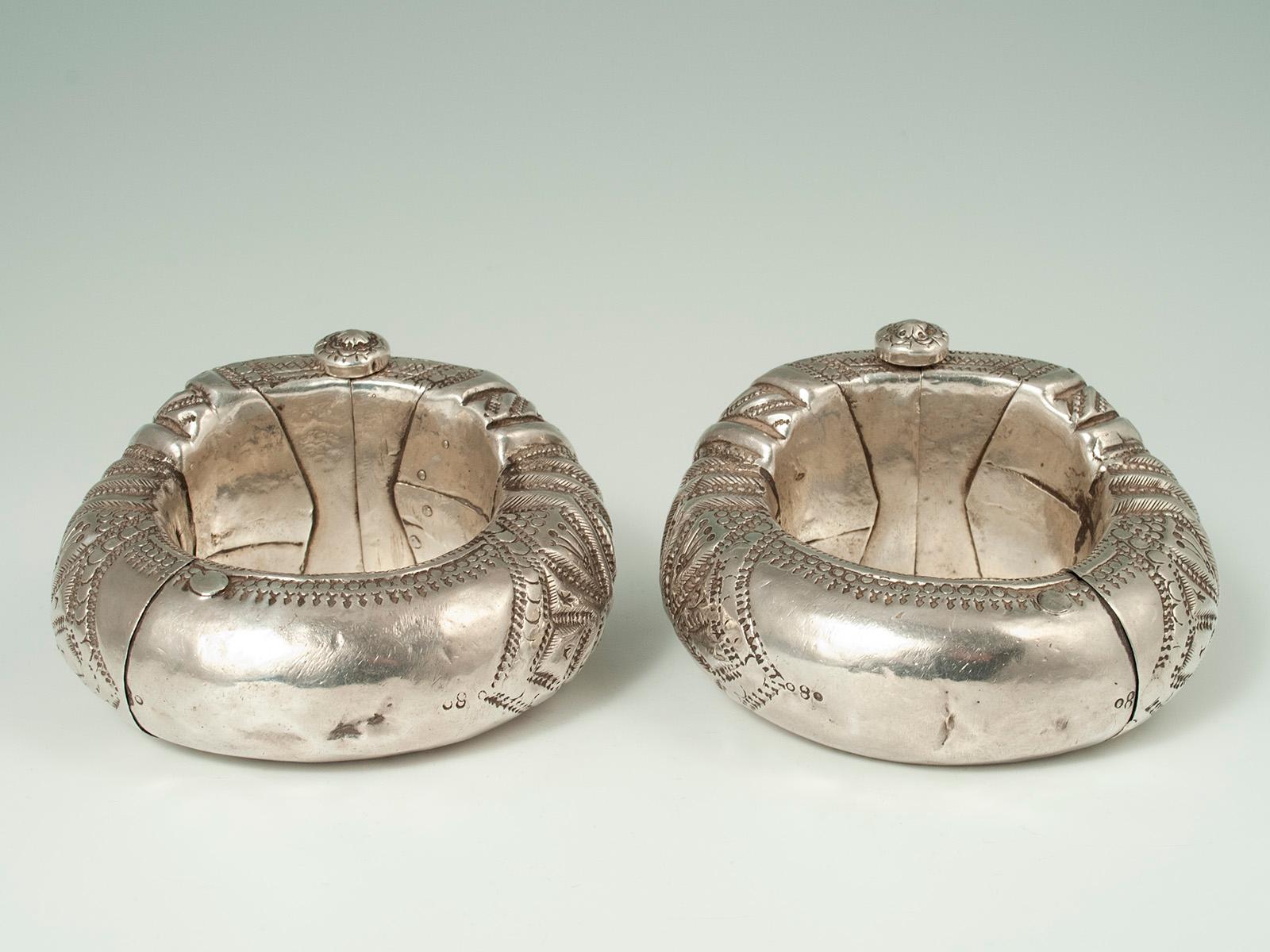 Tobilleras de plata de finales del siglo XIX o principios del XX, Omán Hecho a mano