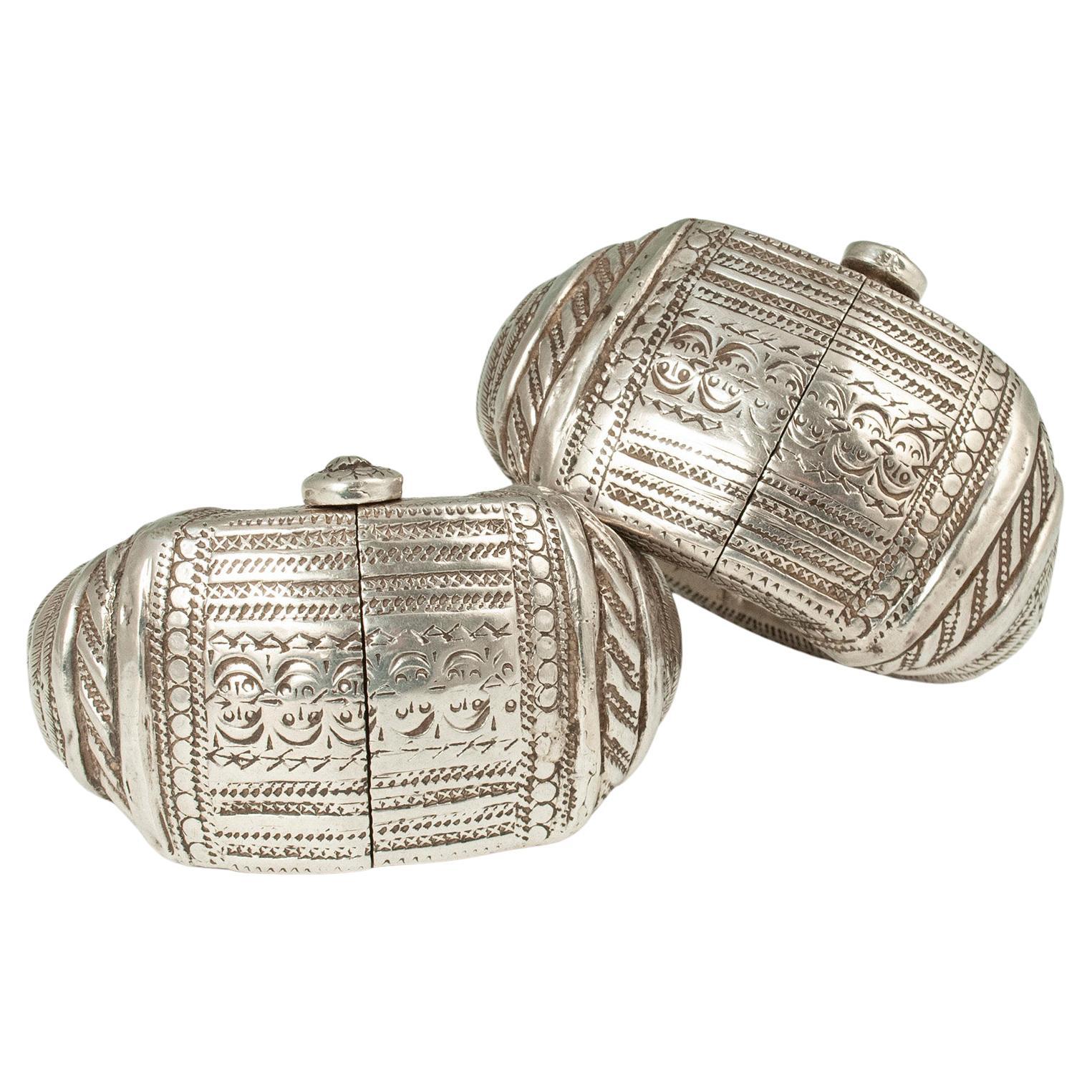 Late 19th to Early 20th Century Silver Anklets, Oman
