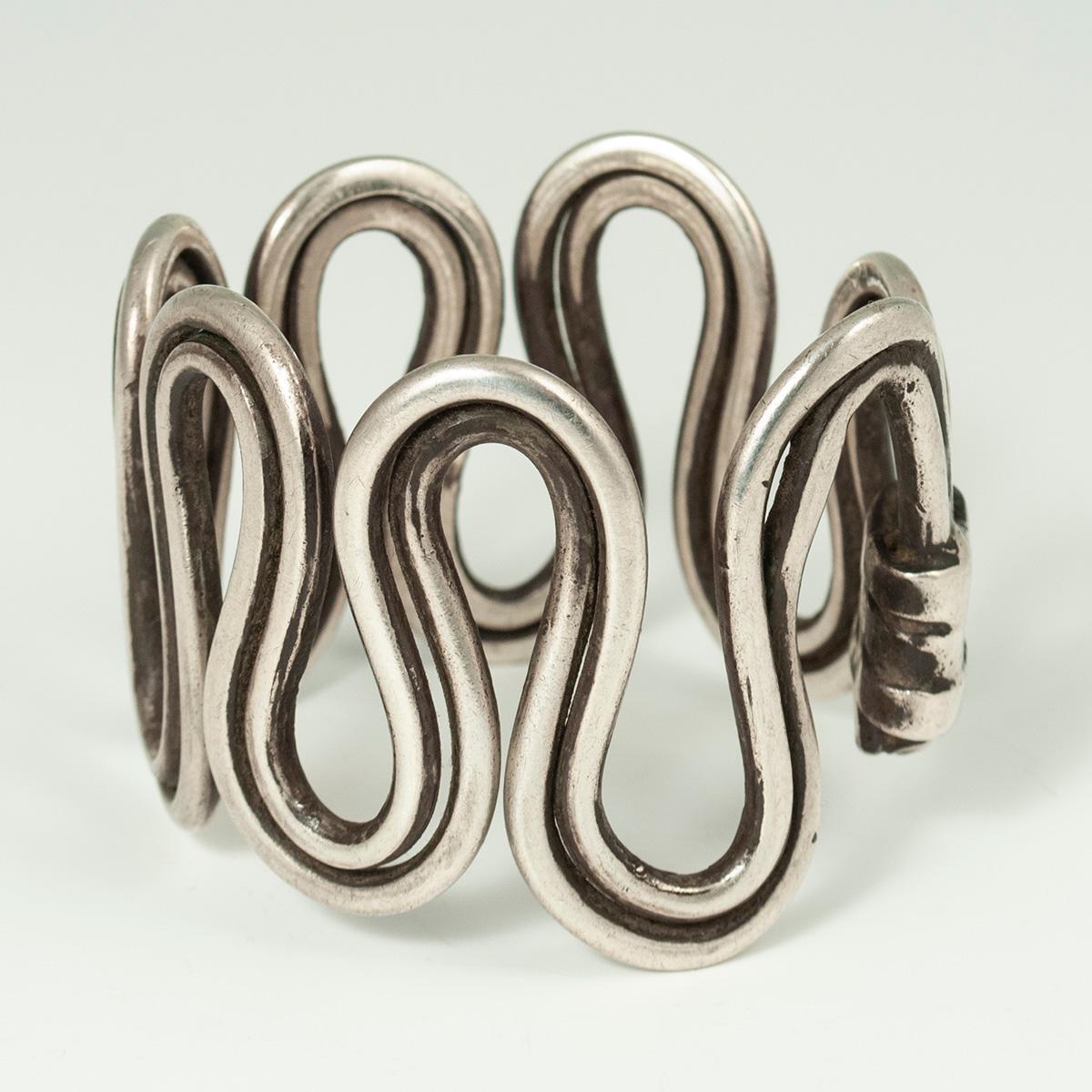 Tribal Late 19th to Early 20th Century Silver Wire Serpent Bracelet, Rajasthan, India For Sale