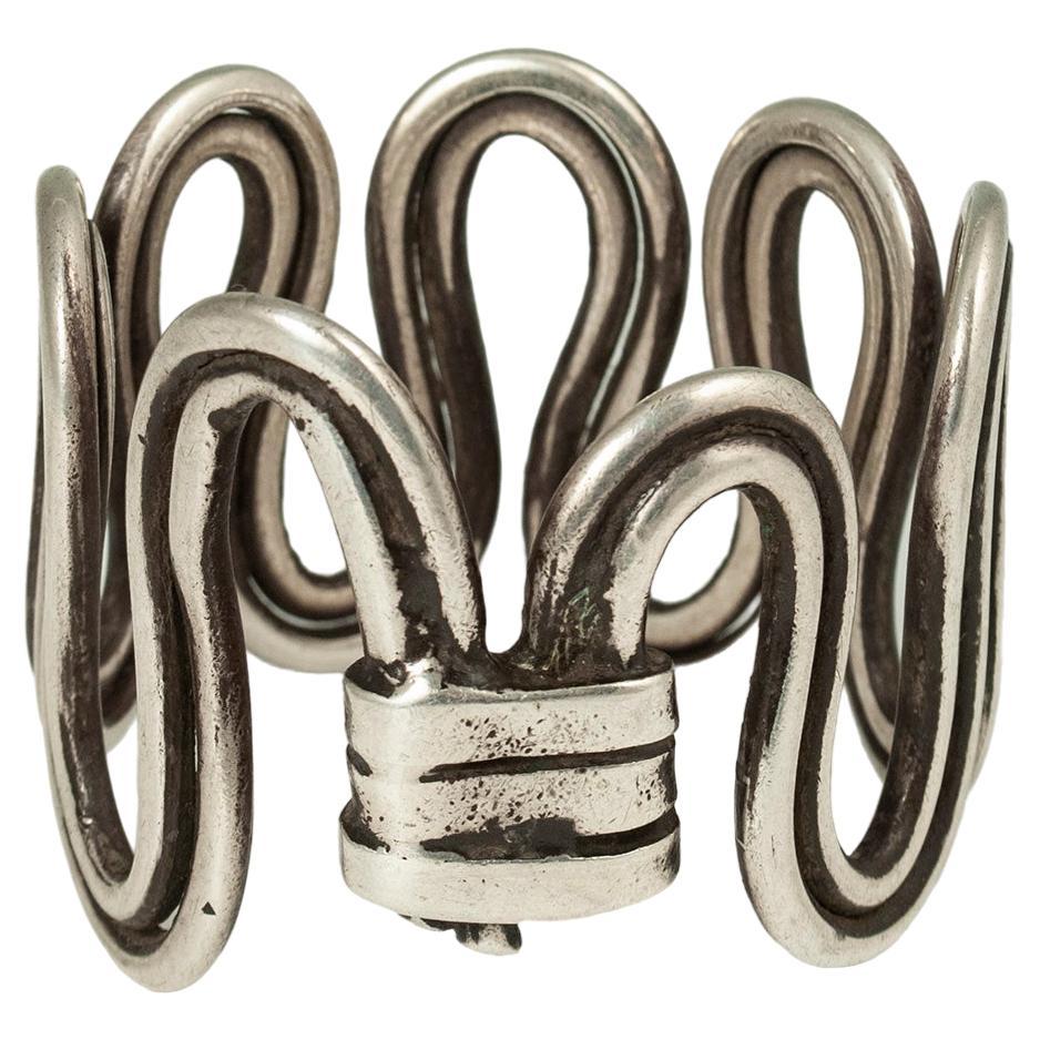 Late 19th to Early 20th Century Silver Wire Serpent Bracelet, Rajasthan, India For Sale