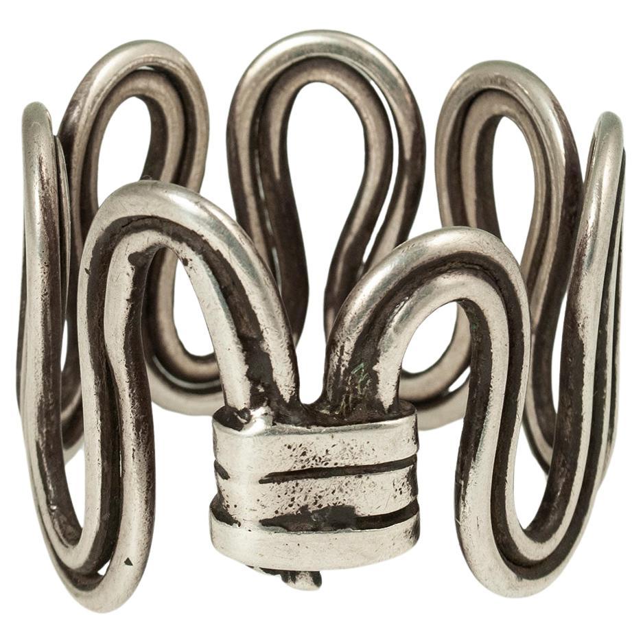 Late 19th to Early 20th Century Silver Wire Serpent Bracelet, Rajasthan, India For Sale
