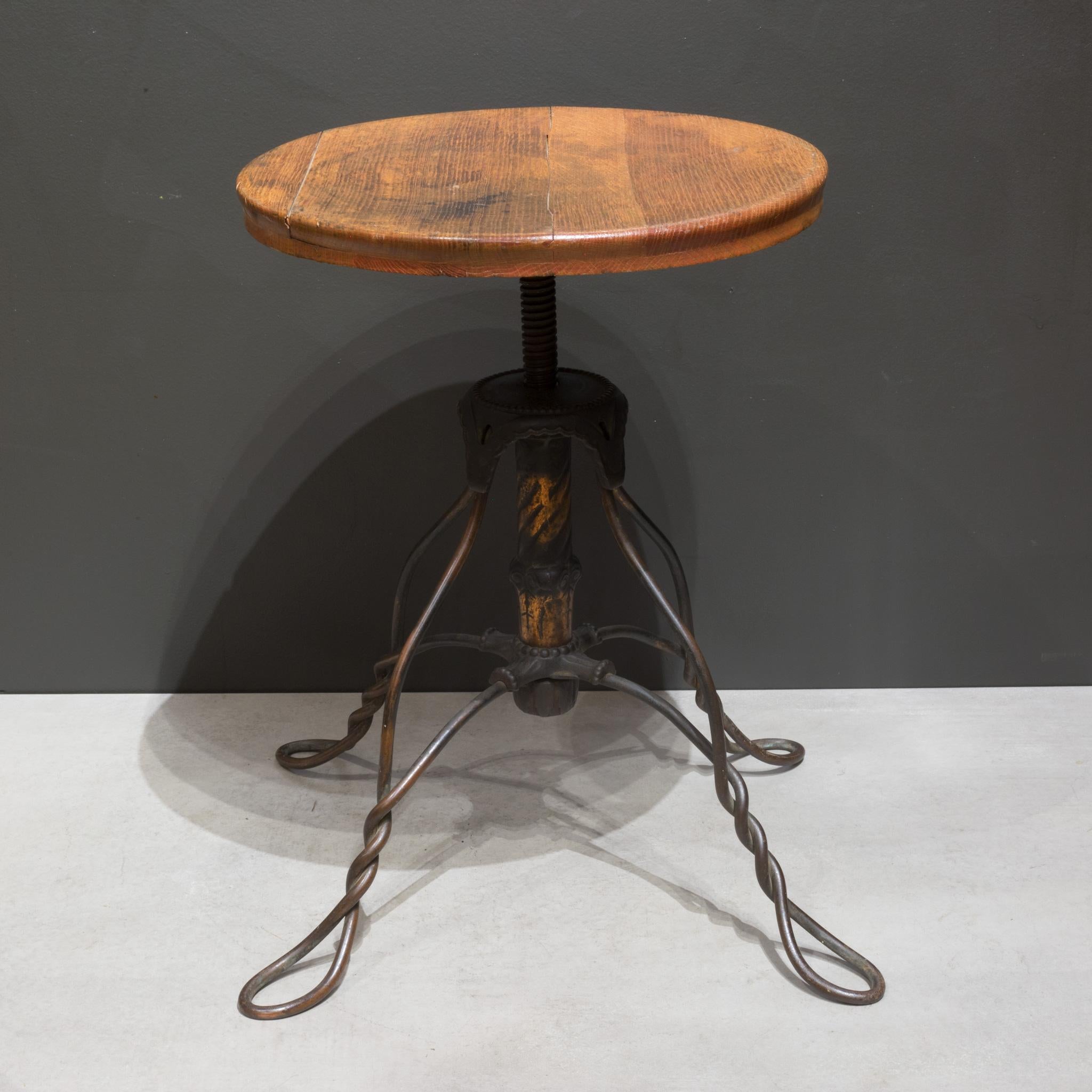 Industrial Late 19th Twisted Wire Copper Flased Piano Stool, c.1890