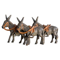 Antique Late 19th Vienna Bronze Series of 3 Donkeys