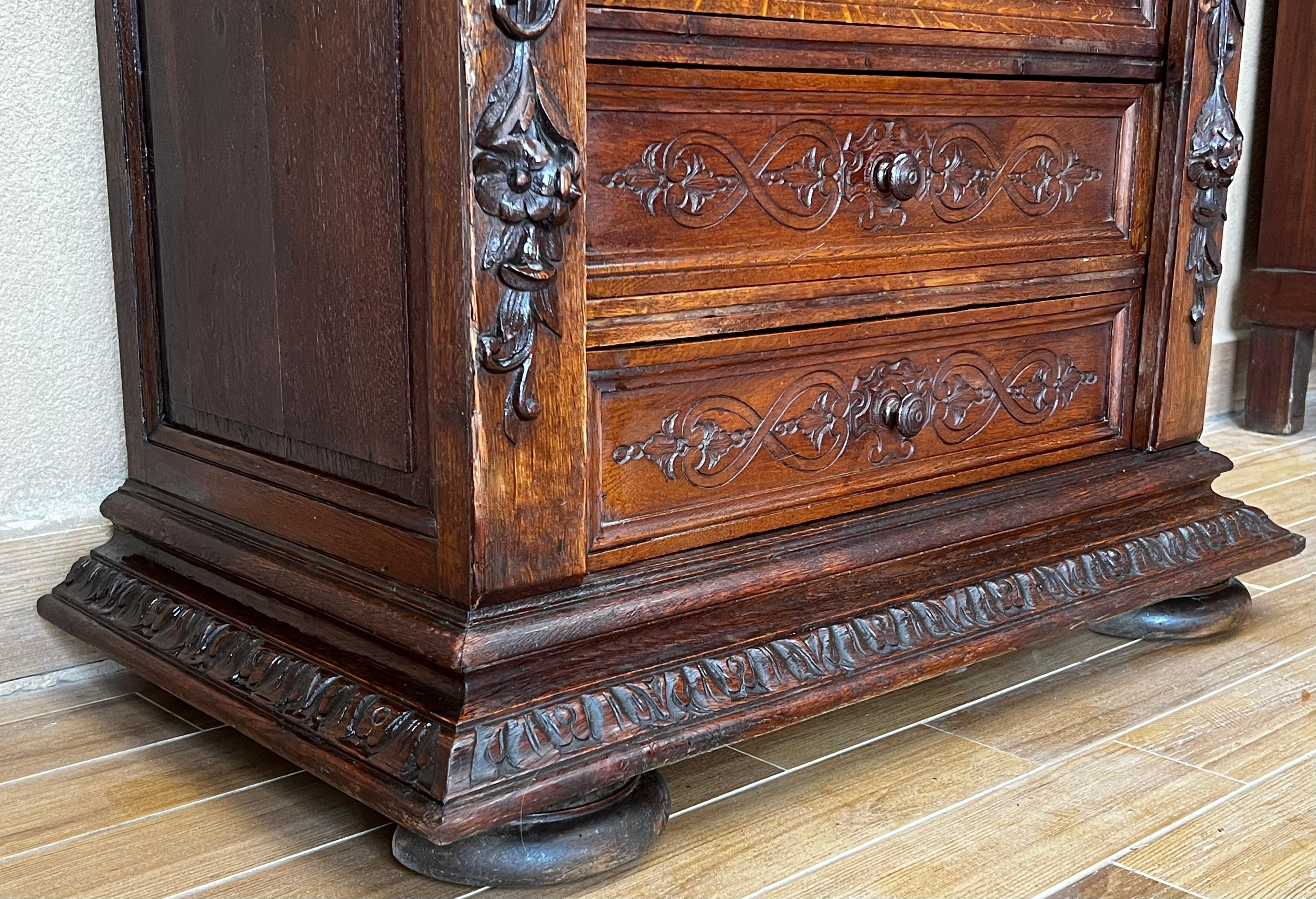 Late 19th Walnut Nine Drawer Tall French Carved Chest or Siffonier For Sale 8