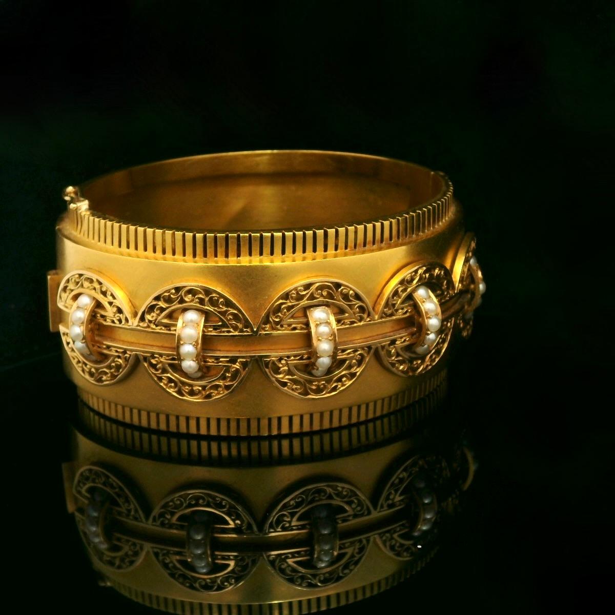 Taille ronde Fin du 19e siècle Bracelet en or jaune 18 carats, vers 1880-1900