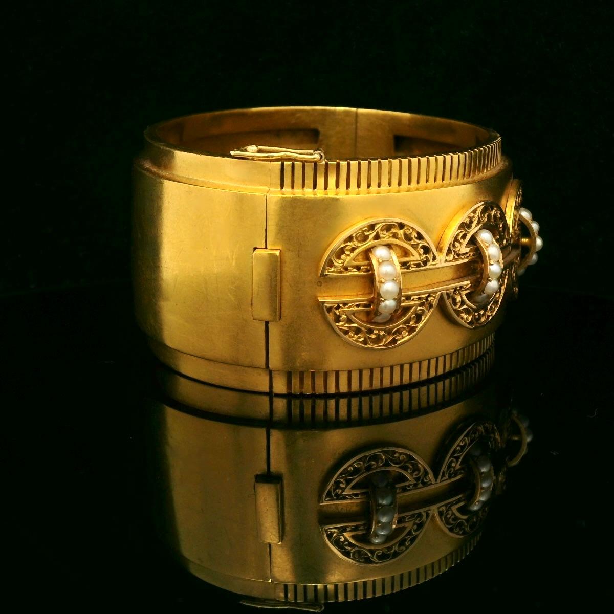 Fin du 19e siècle Bracelet en or jaune 18 carats, vers 1880-1900 Bon état à Uccle, BE