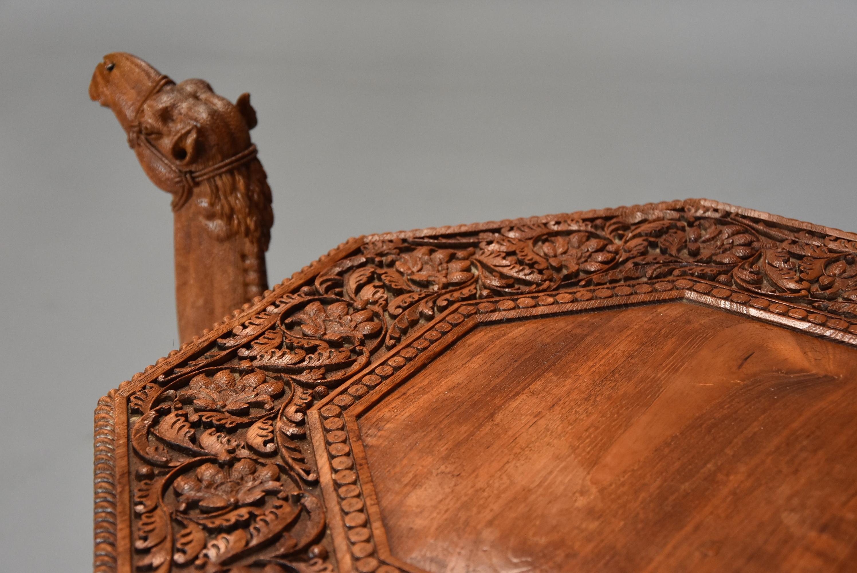 Late 19thc Anglo Indian Hardwood Camel Table of Superb Quality and Good Patina For Sale 7