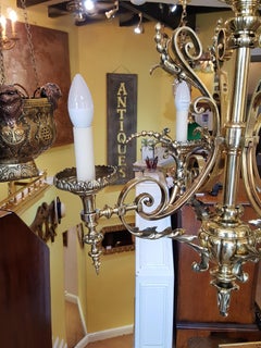 Late 19th Century Brass 4 Arm Chandelier