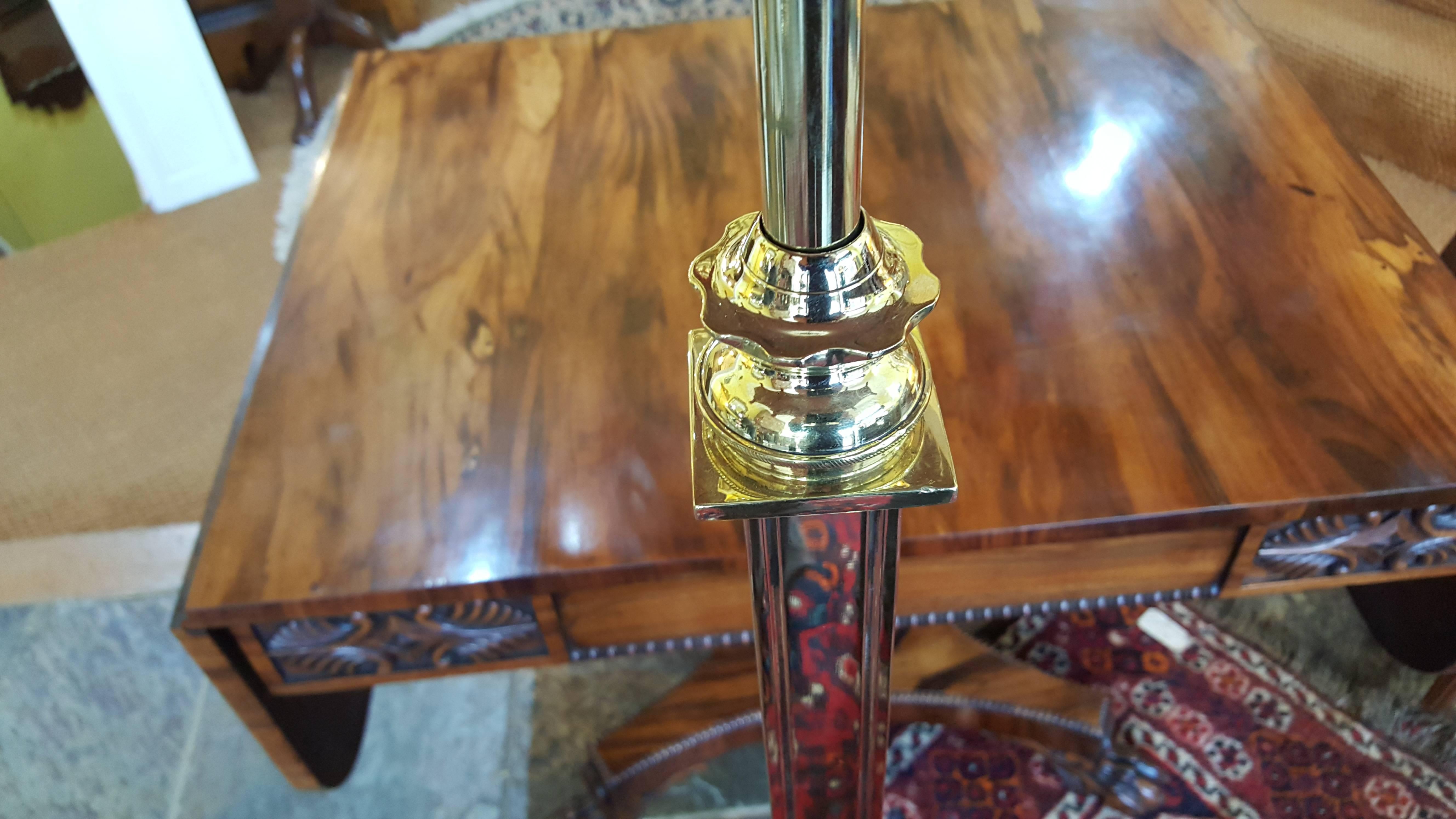 Late 19th Century Brass Lamp Standard In Excellent Condition In Altrincham, Cheshire