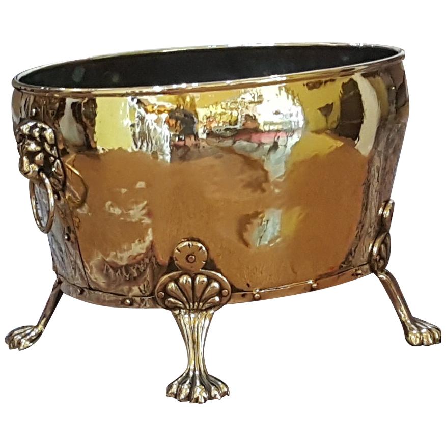 Late 19th Century Brass Log Bucket For Sale
