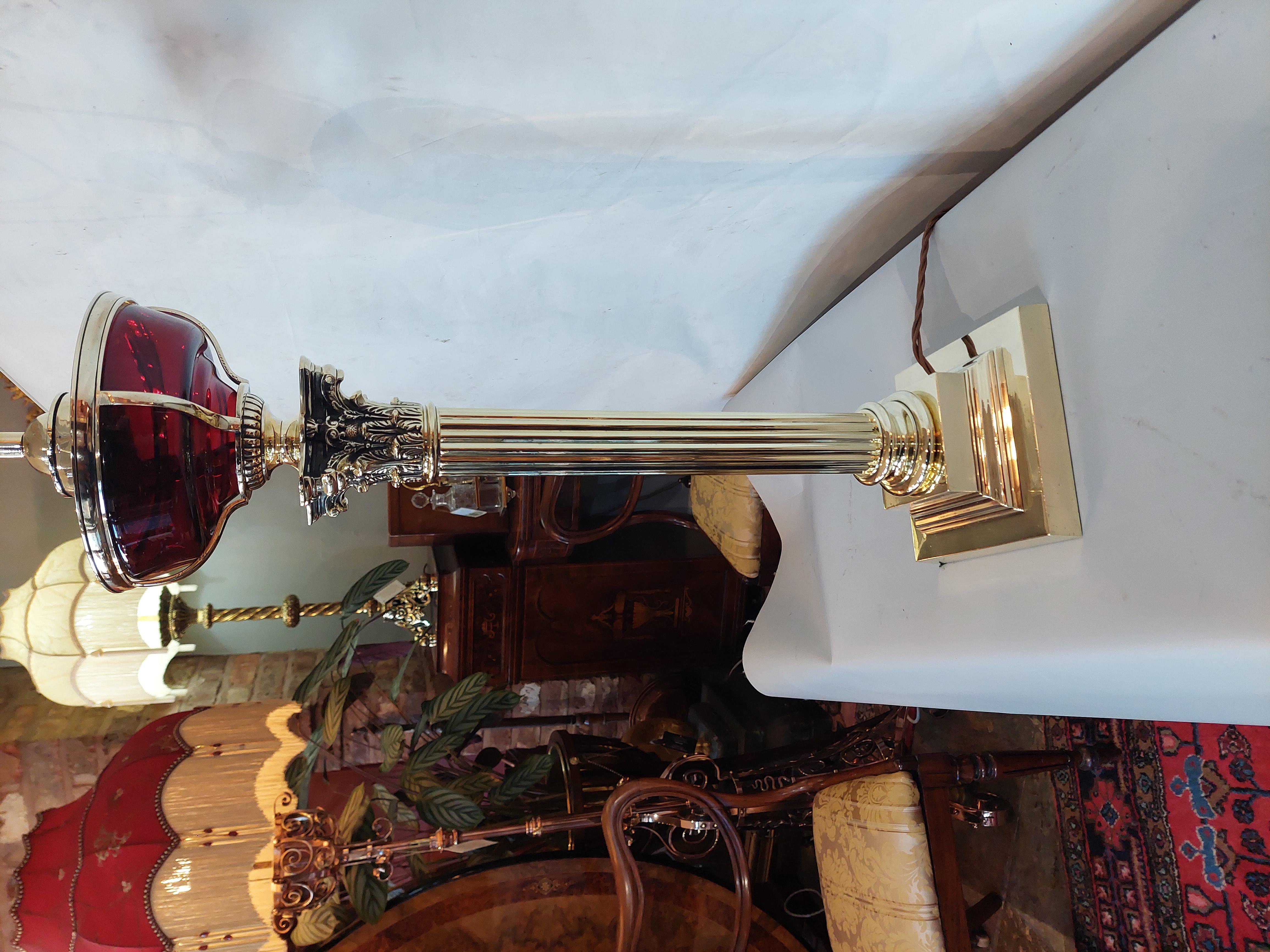 Late 19thC Brass Oil Table Lamp For Sale 5