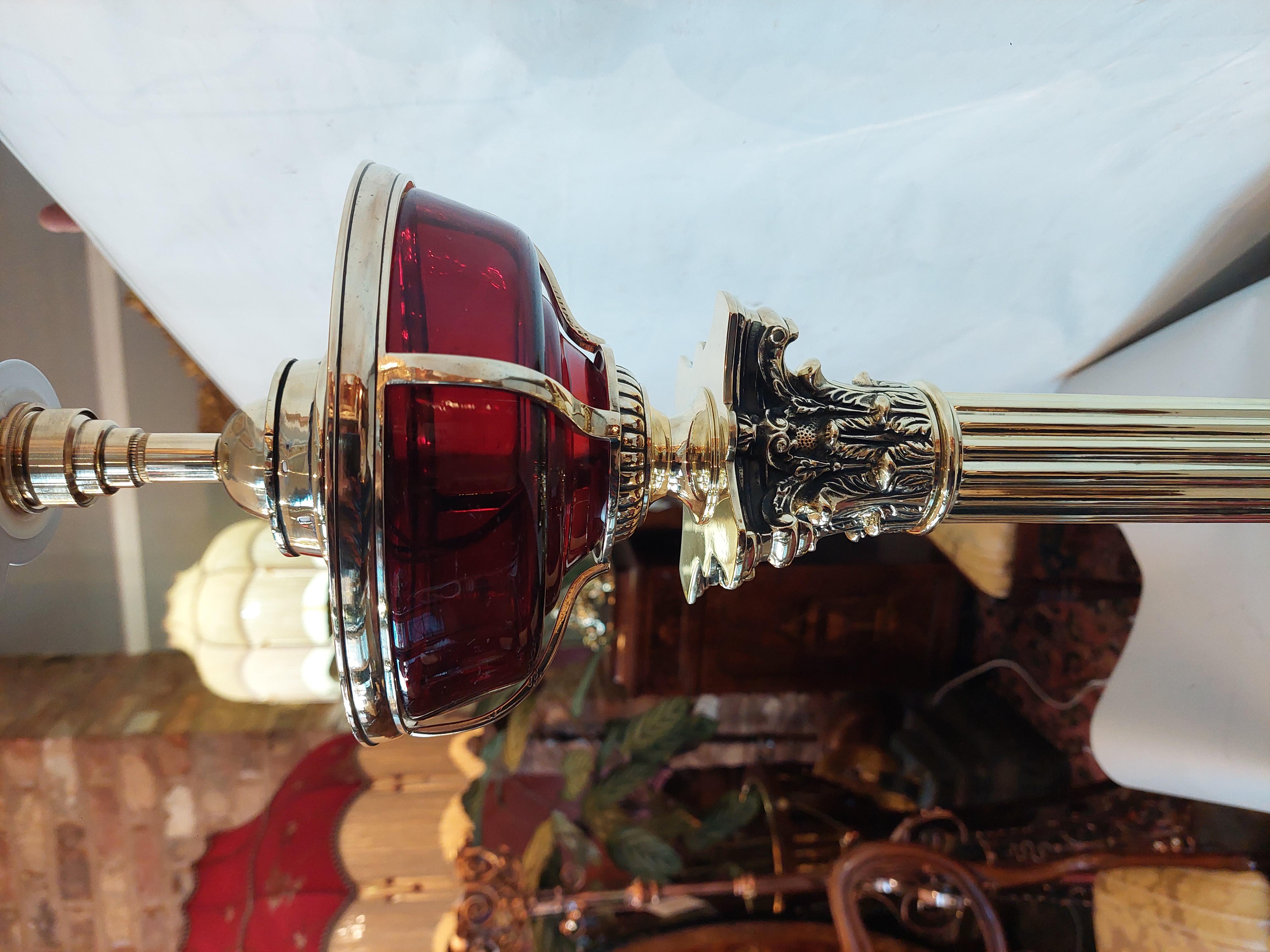 Late 19thC Brass Oil Table Lamp For Sale 6