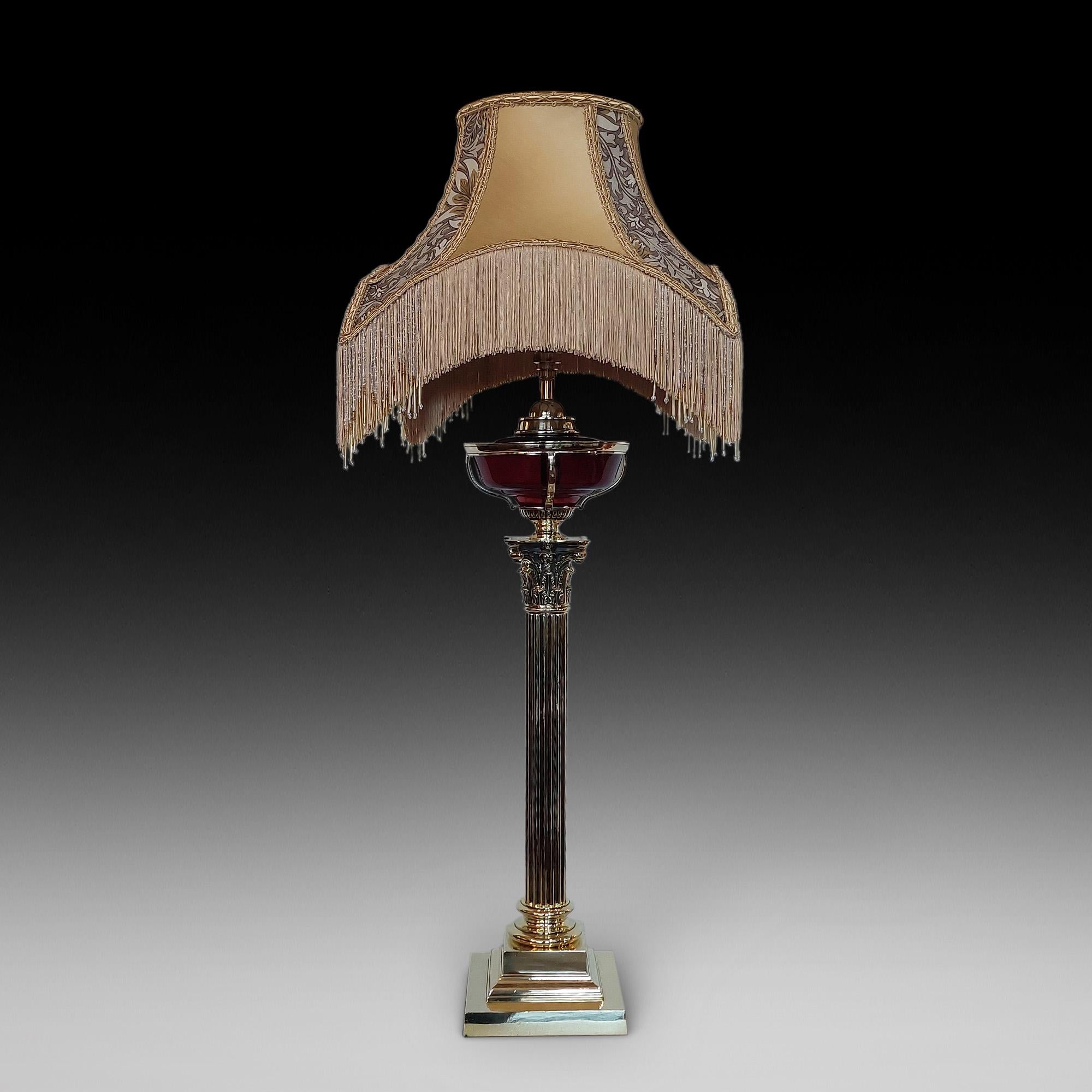 Neoclassical Revival Late 19thC Brass Oil Table Lamp For Sale