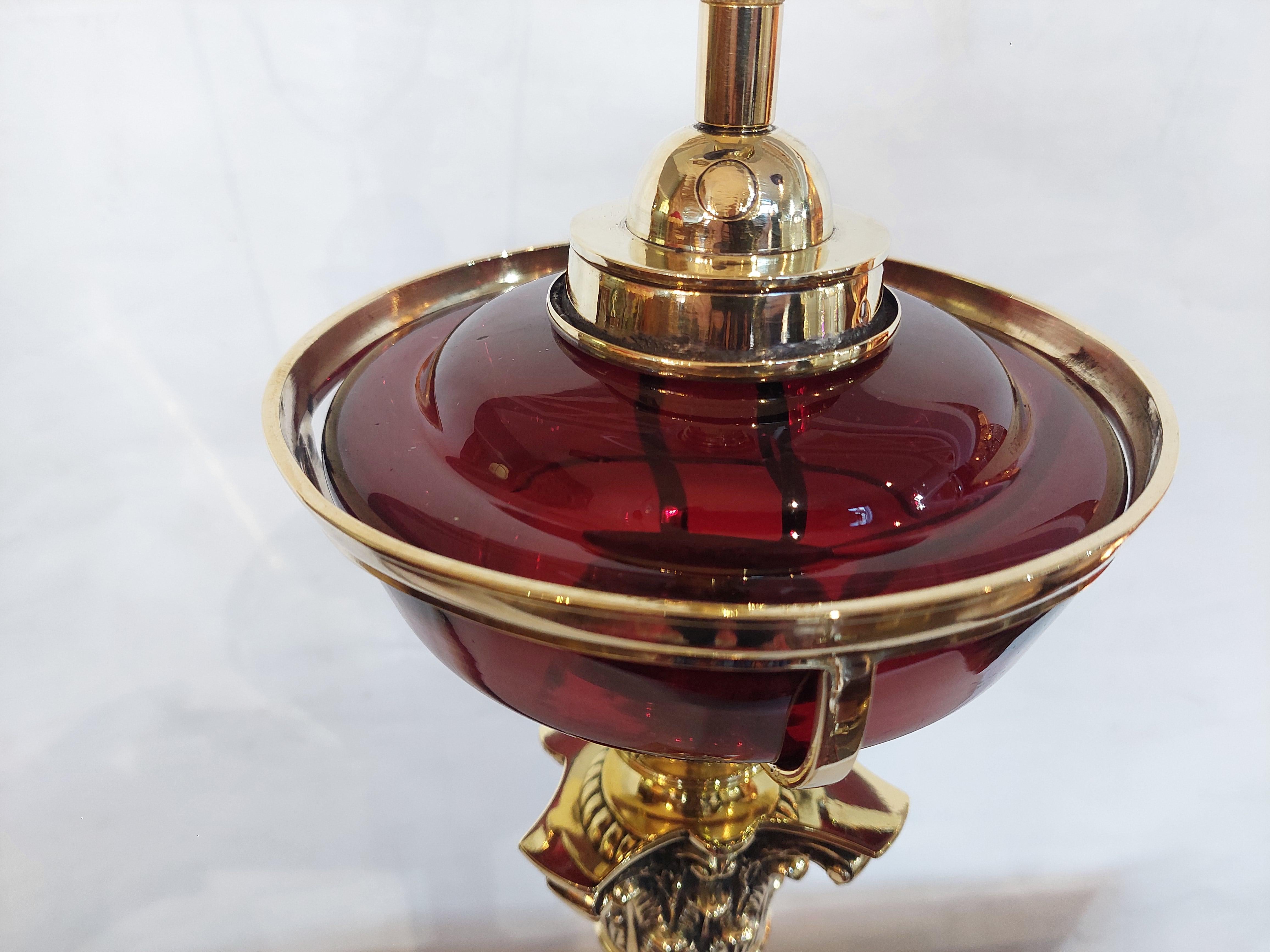 Late 19thC Brass Oil Table Lamp For Sale 2