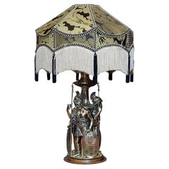 Lampada da tavolo a olio in ottone della fine del XIX secolo