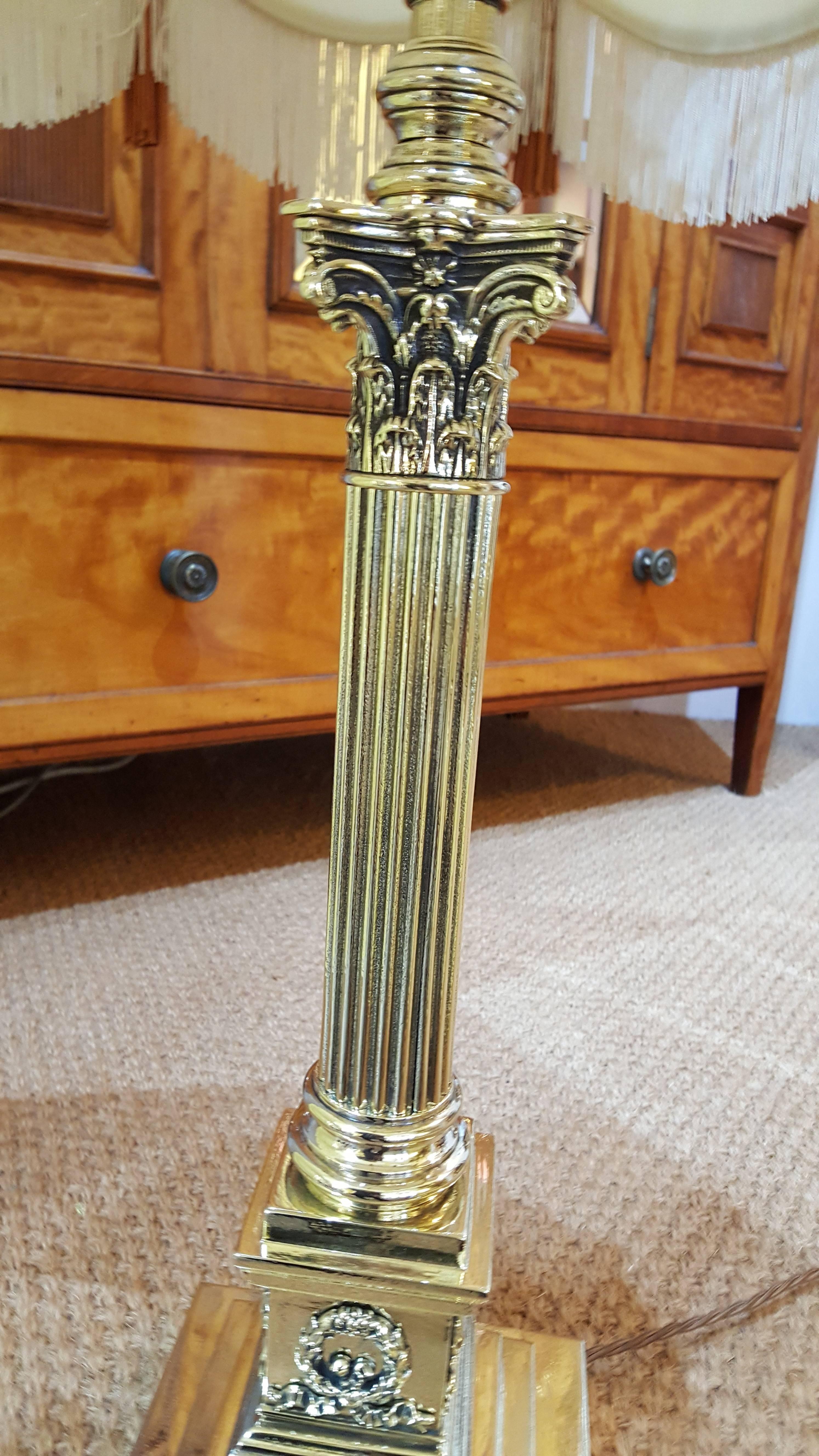 Greek Revival Late 19th Century Brass Table Lamp