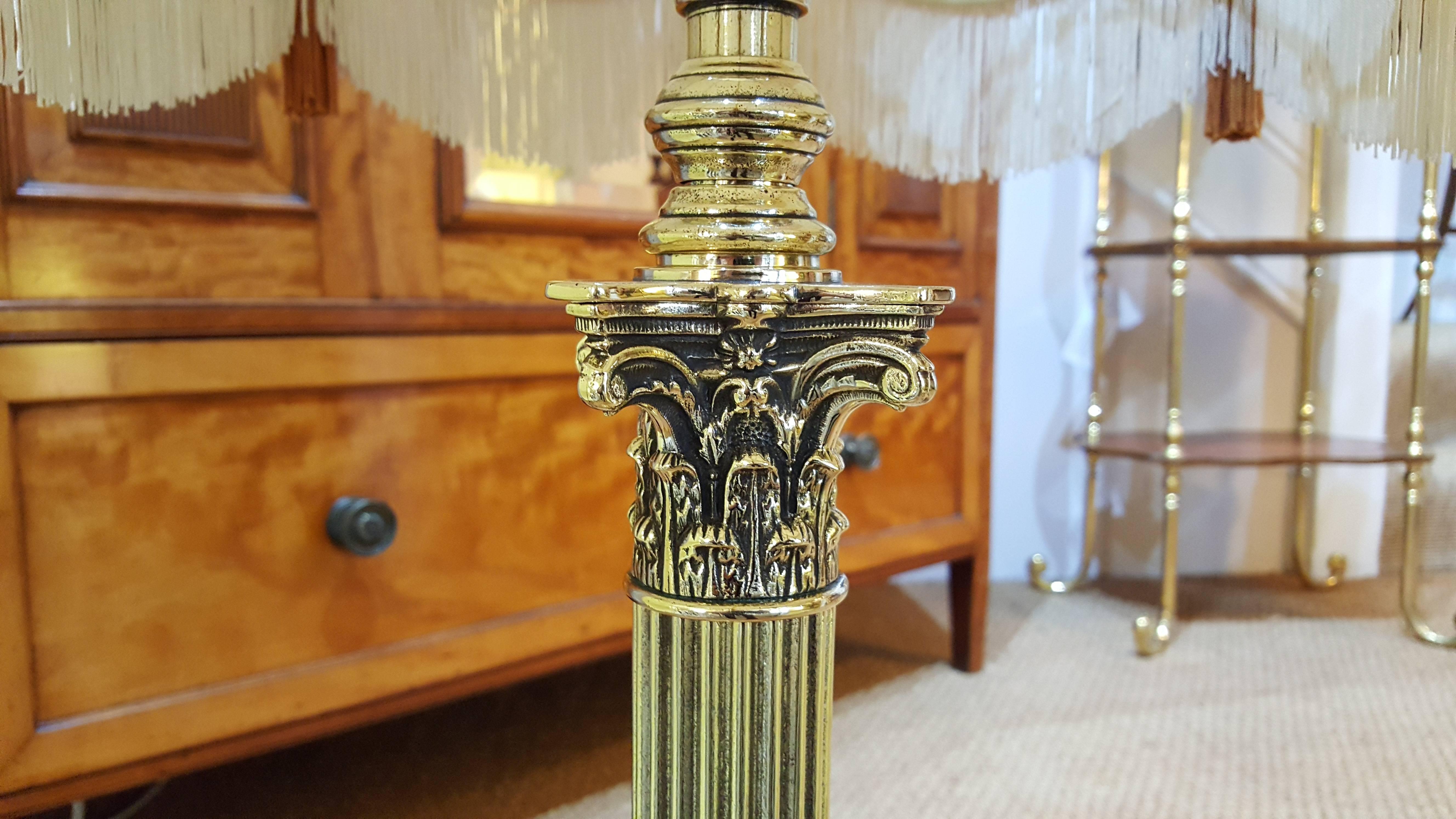 English Late 19th Century Brass Table Lamp