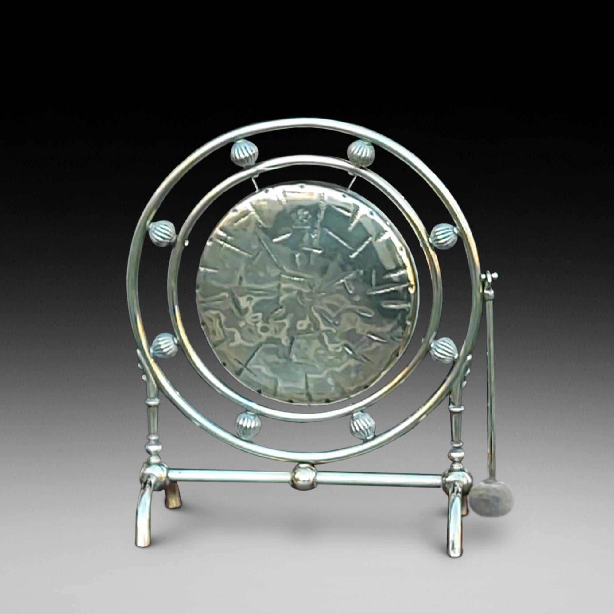 Late 19thC Brass Table Top Gong with beater - William Suckling Birmingham, 