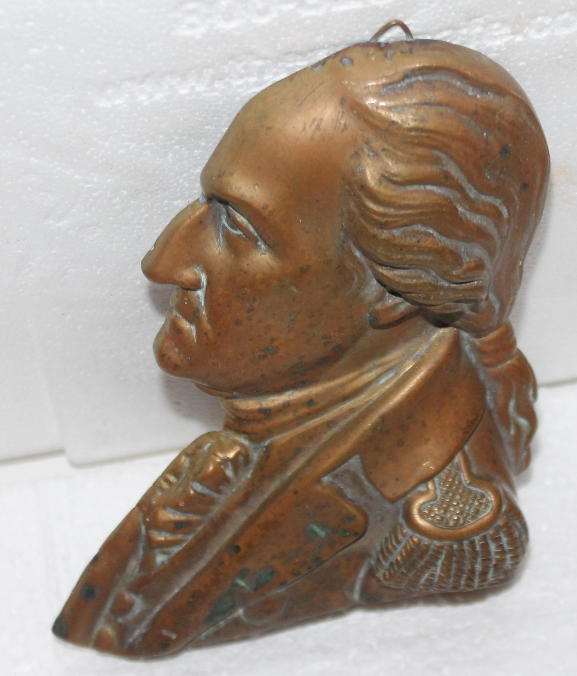 Late 19th century bronze patinaed George Washington hanging plaque.
