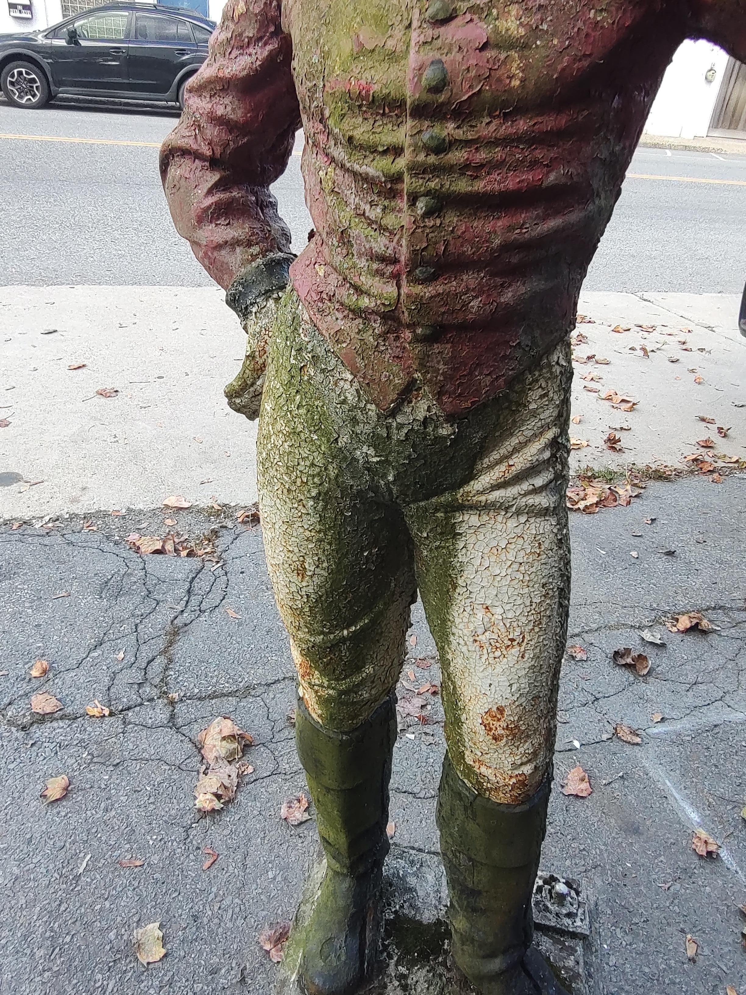 Late 19thC Cast Iron Lawn Jockey in Old Paint For Sale at 1stDibs