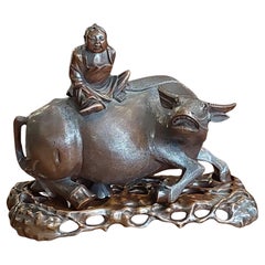 Late 19thC Chinese Carved Hardwood Figure of a Water Buffalo