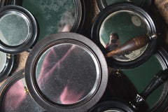 Collection of Ten Ebonized Scientific Optical Mirrors Concave Convex
