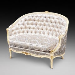 Late 19thC Continental Gilded & Painted 2-Seater Settee