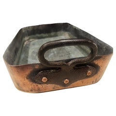 Late 19thC Copper Roasting Pan w Hand Wrought Iron Handles