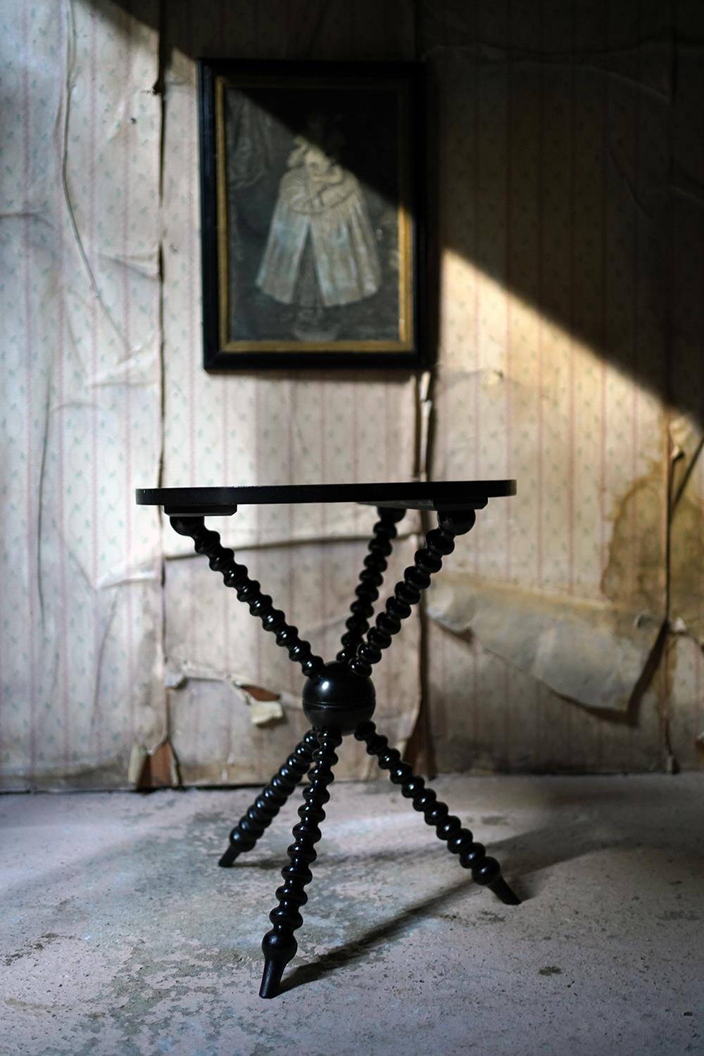 Ebonized Aesthetic Movement Ebonized Gypsy Table by Wylie & Lochhead 10