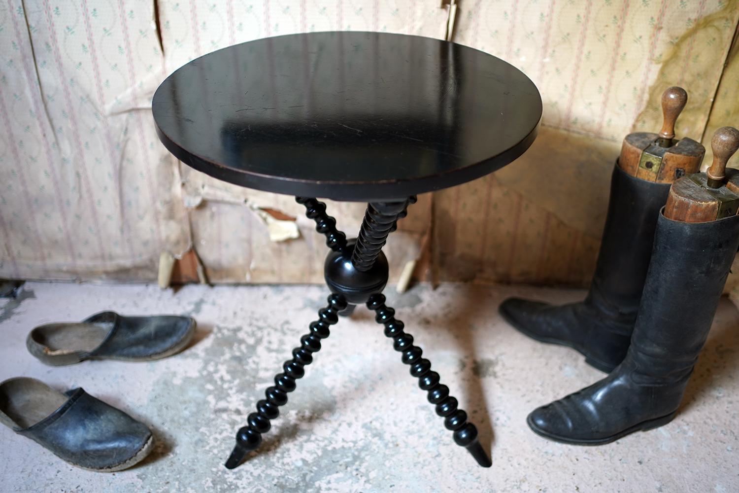 English Ebonized Aesthetic Movement Ebonized Gypsy Table by Wylie & Lochhead