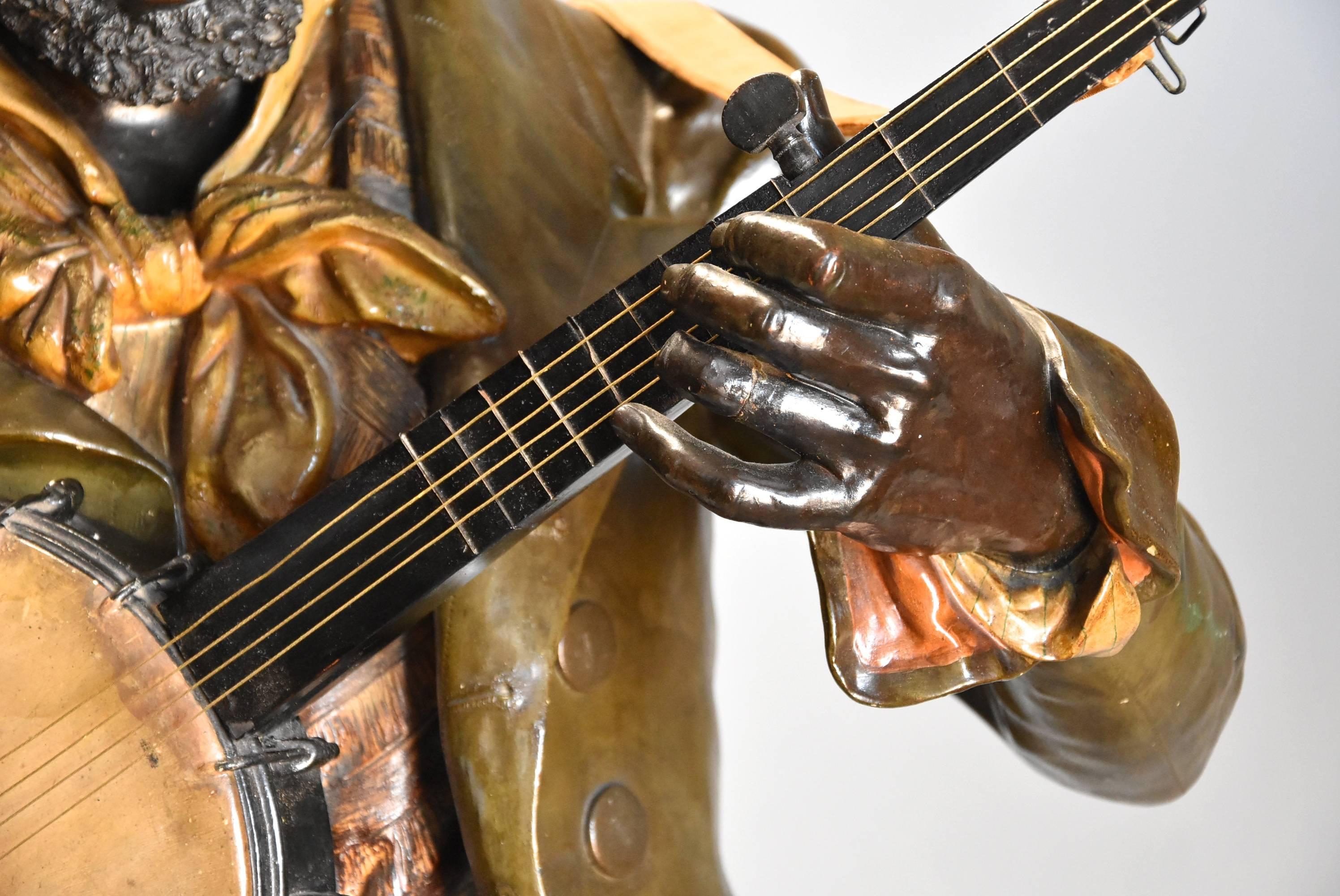 Late 19th Century Fine Quality Lifesize Terracotta Bust of the 'Banjo Player' For Sale 2