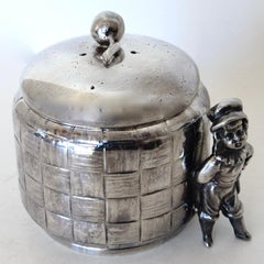 Late 19thC Fine Quality Silver Plated Figural Double Lidded Tea or Jam Container
