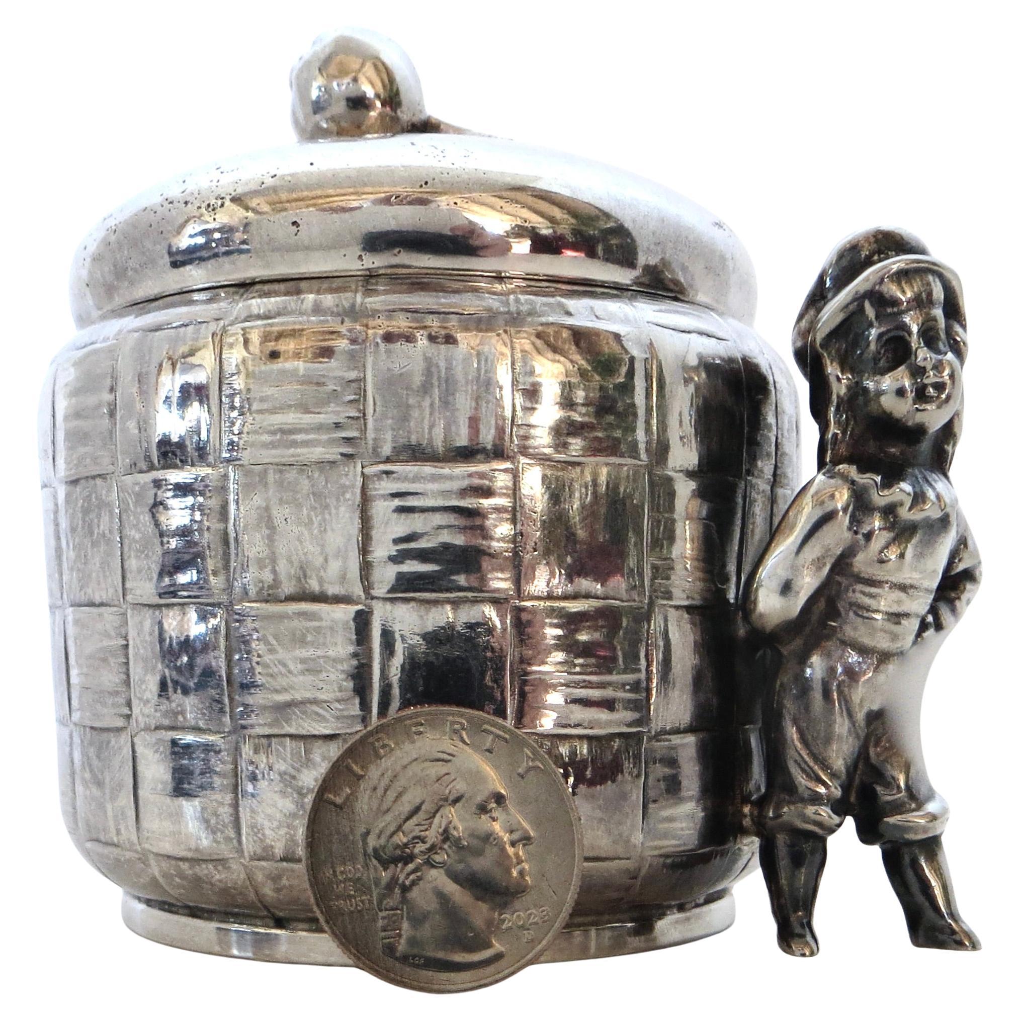 Late 19thC Fine Quality Silver Plated Figural Double Lidded Tea or Jam Container For Sale