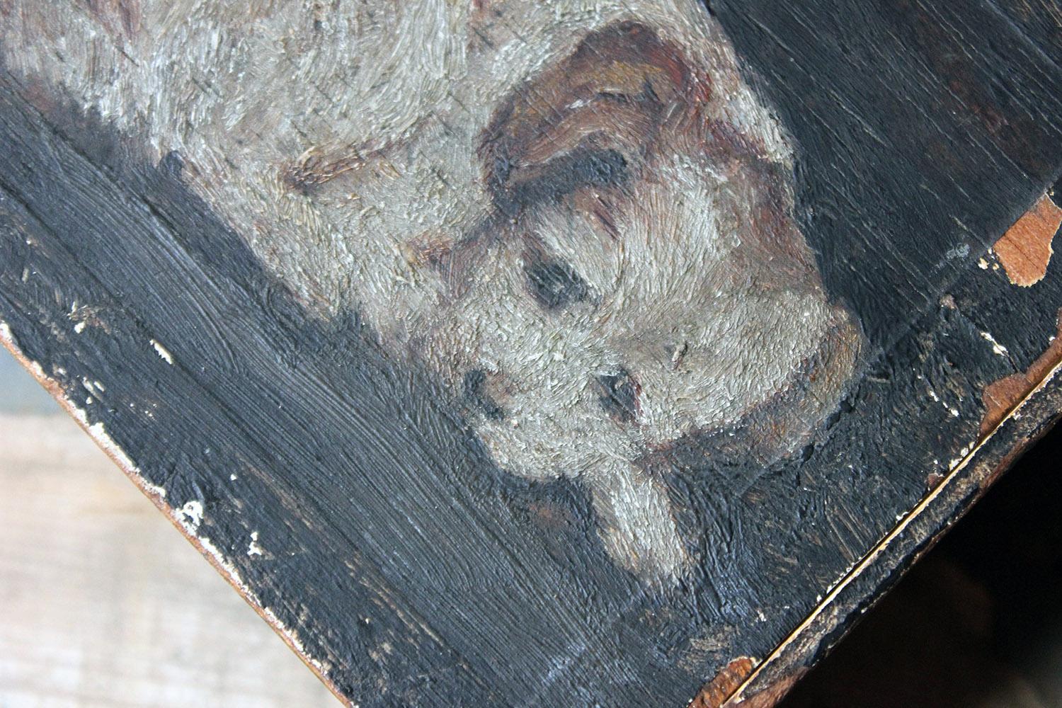 Late 19th Century Folk Art Pine Cigar Box Painted with Study of a Border Terrier 3