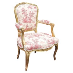 Late 19thC French Giltwood Open Arm Chair