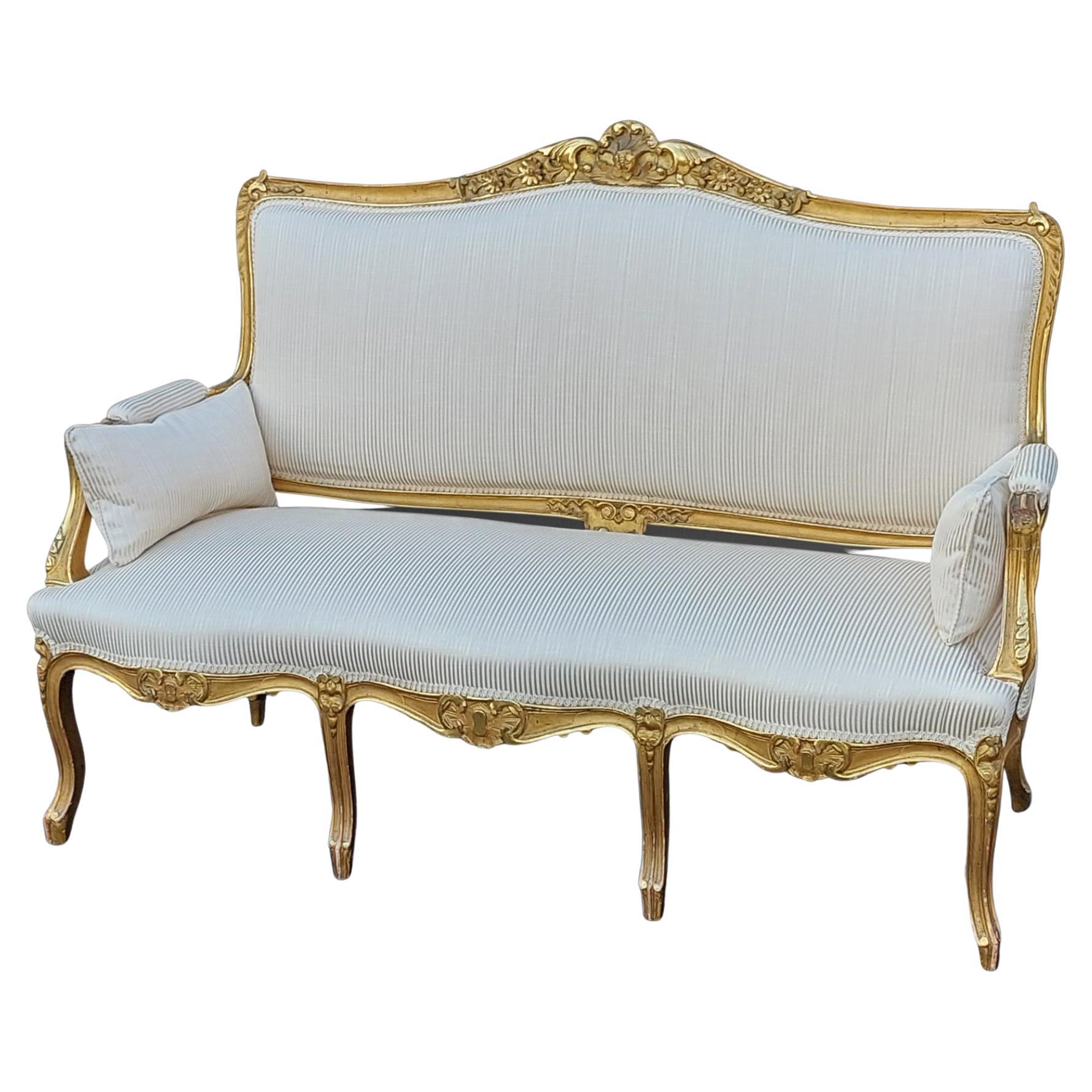 Late 19thC French Giltwood Settee Sofa For Sale