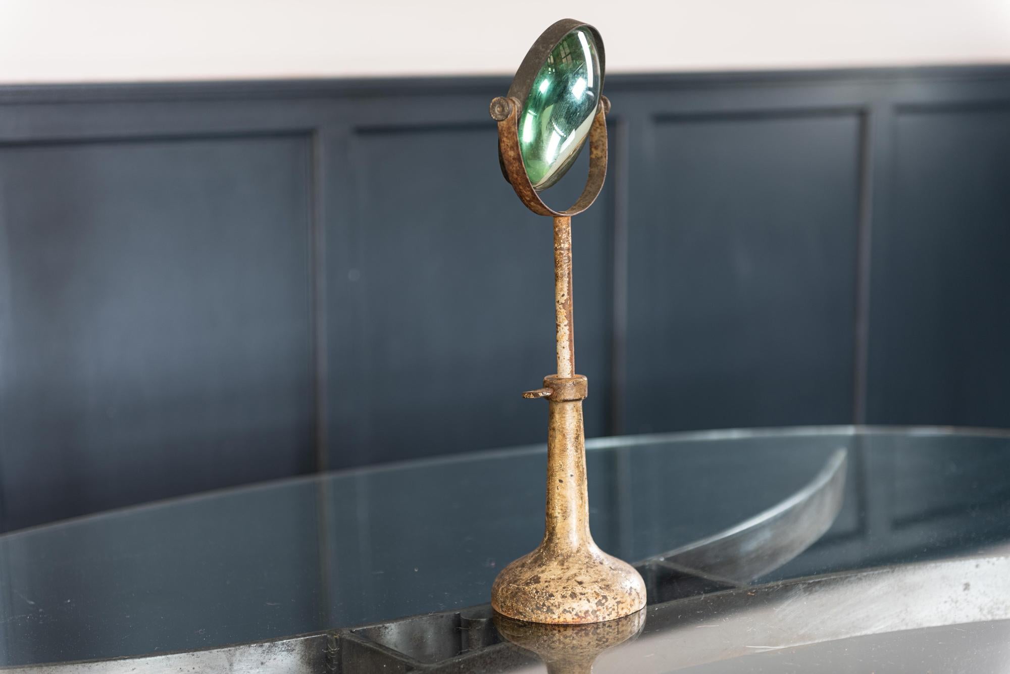 French Laboratory Magnifying Glass on Cast Iron Adjustable Stand 3