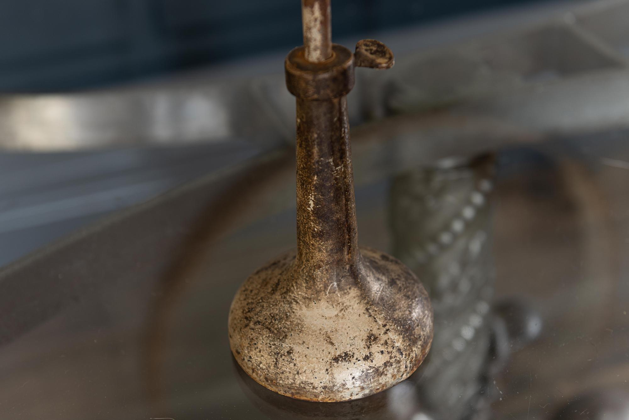 19th Century French Laboratory Magnifying Glass on Cast Iron Adjustable Stand