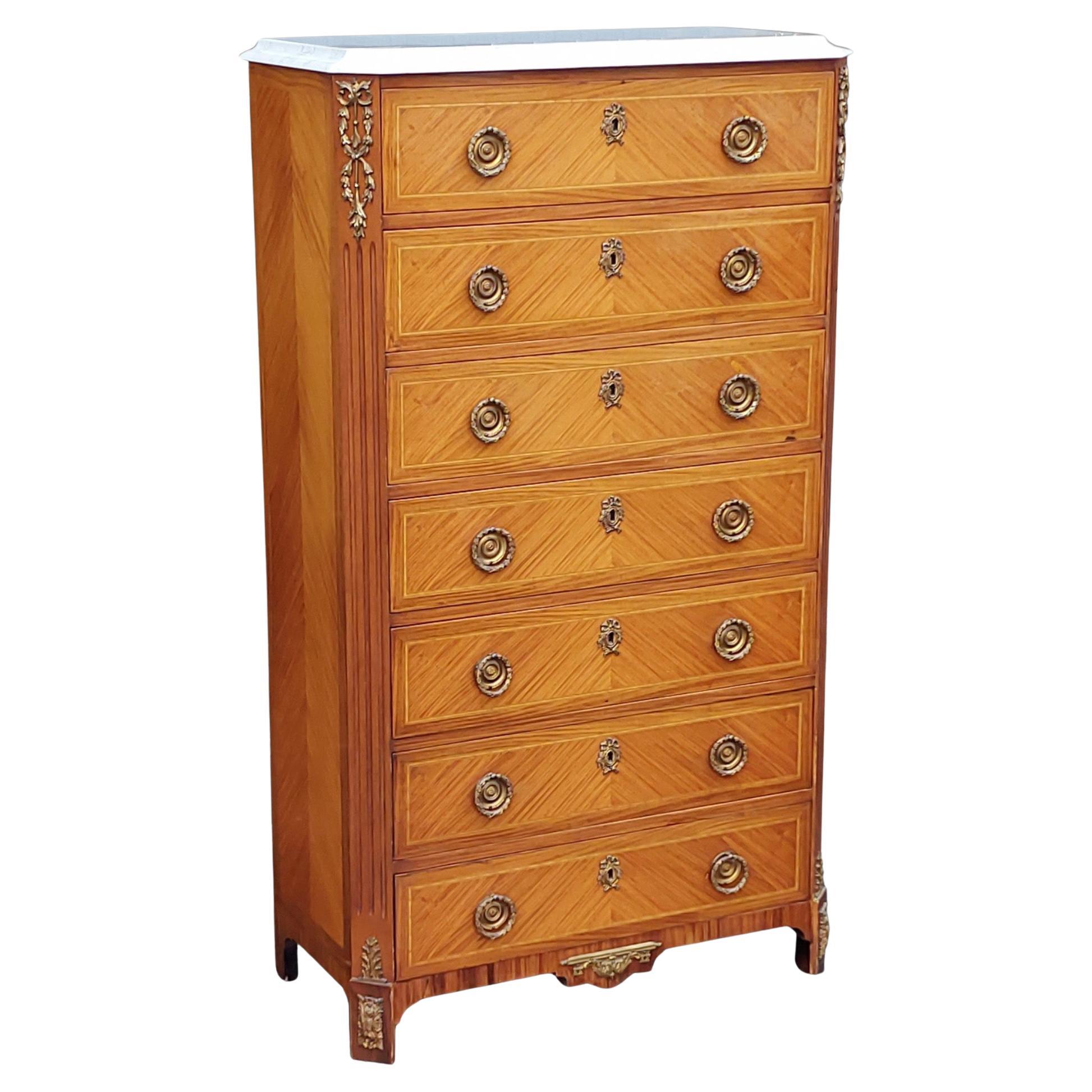 Late 19thC French Satinwood Gilt Metal Mounted Semanier