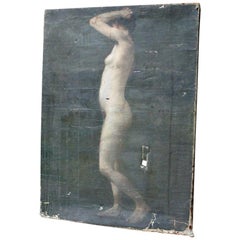 French School Oil on Canvas Study of a Nude Lady by B. Barnet, 1893