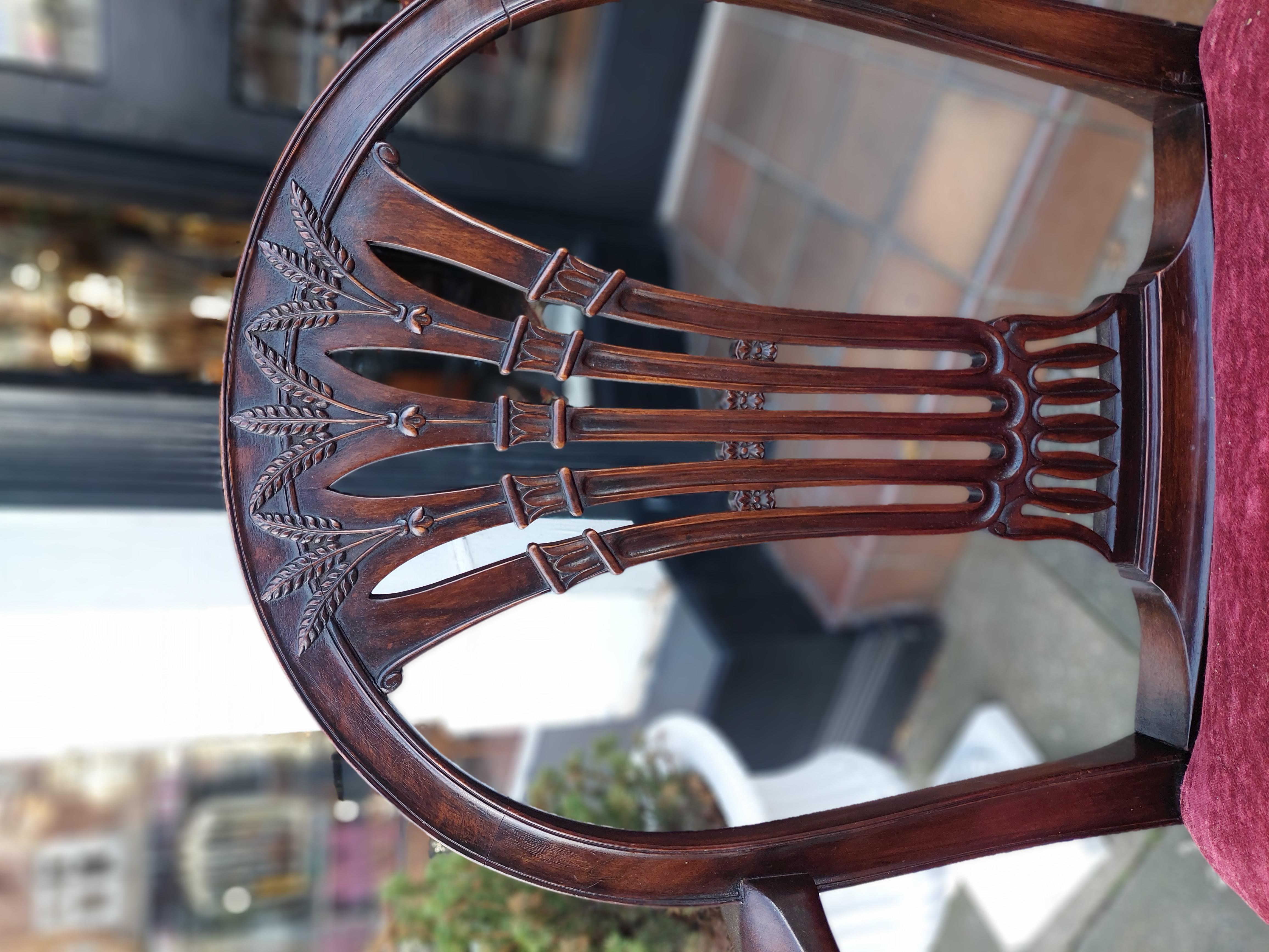 Sillón de estilo Hepplewhite de finales del siglo XIX Victoriano tardío en venta