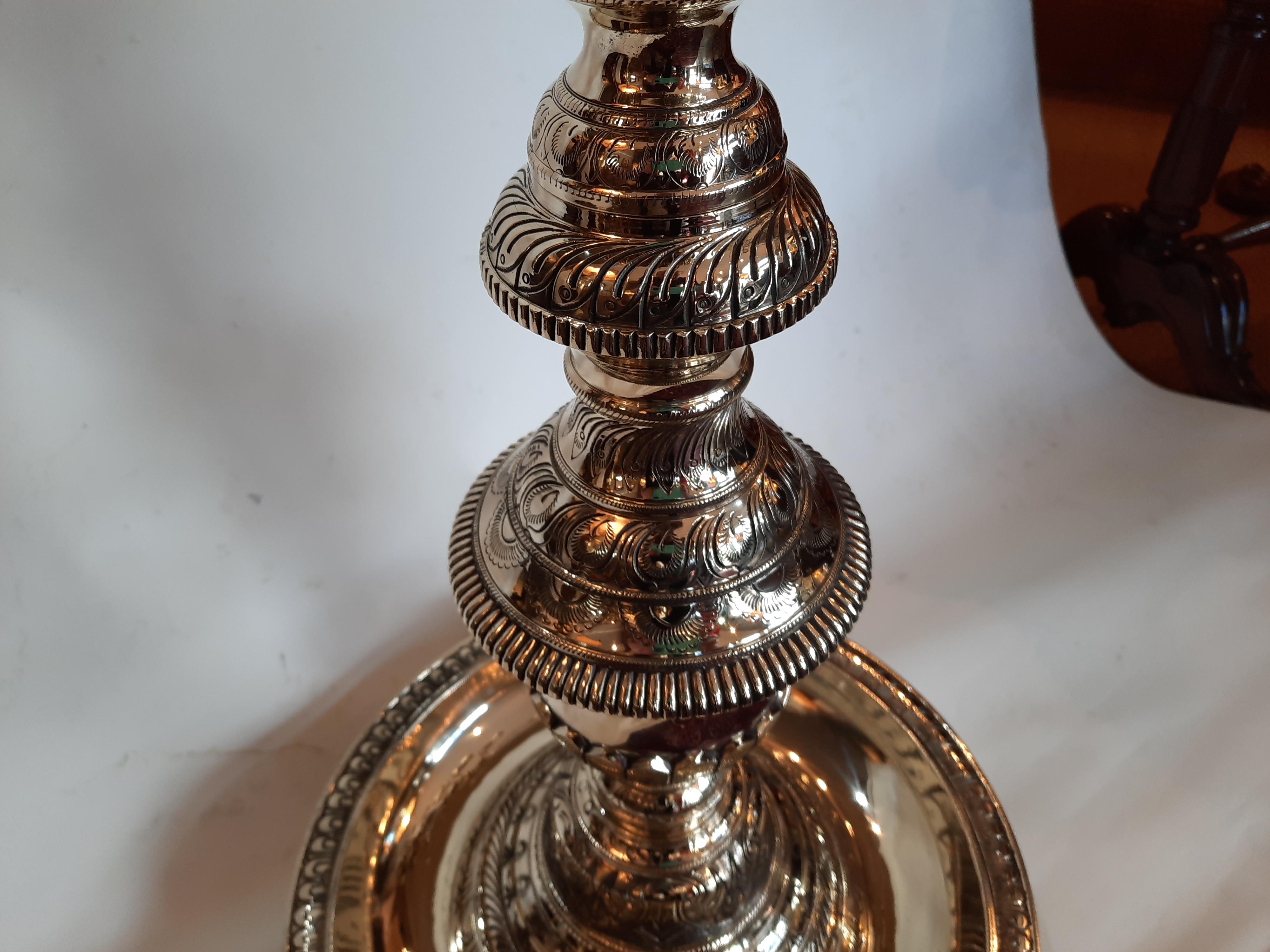 Late 19thC Indian Brass Pedestal Temple Censer 3