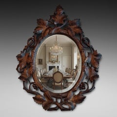 Late 19thC Linden Wood Black Forest Wall Mirror
