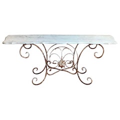 Late 19thC Marble 
Wrought Iron Console Table