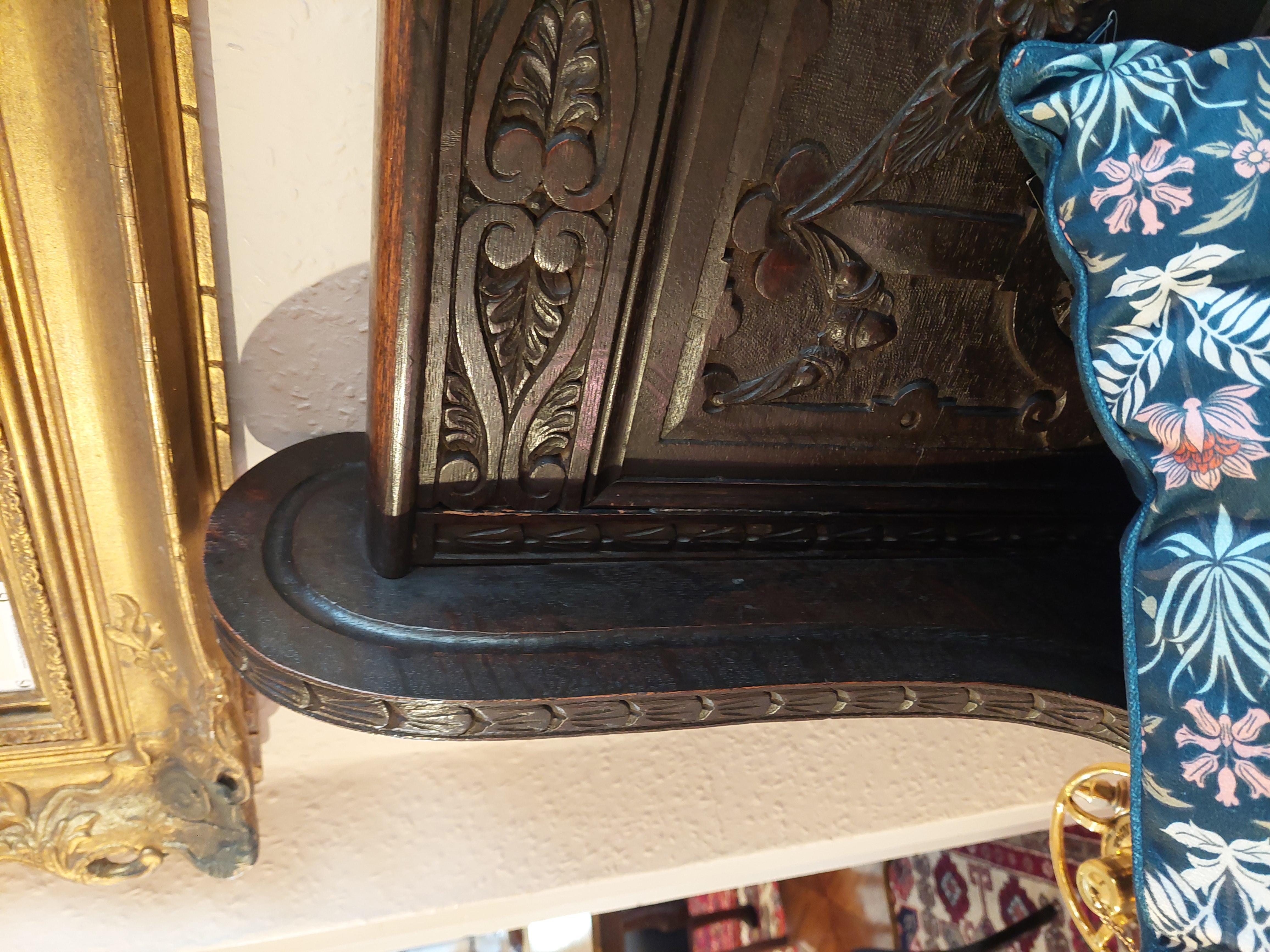 Late 19thC Oak Carved Jacobean Style Monks Bench In Good Condition For Sale In Altrincham, GB