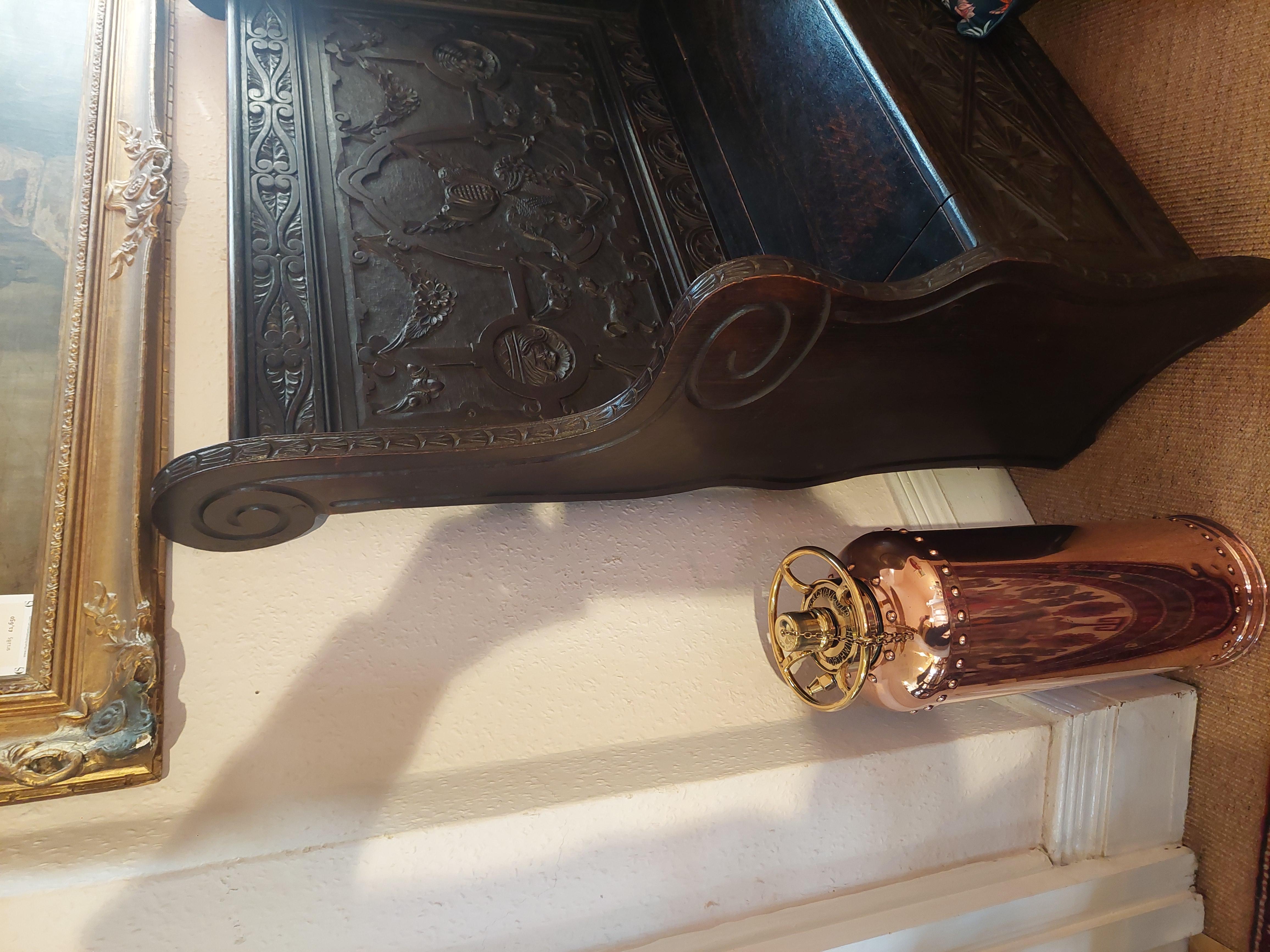 Late 19thC Oak Carved Jacobean Style Monks Bench For Sale 3