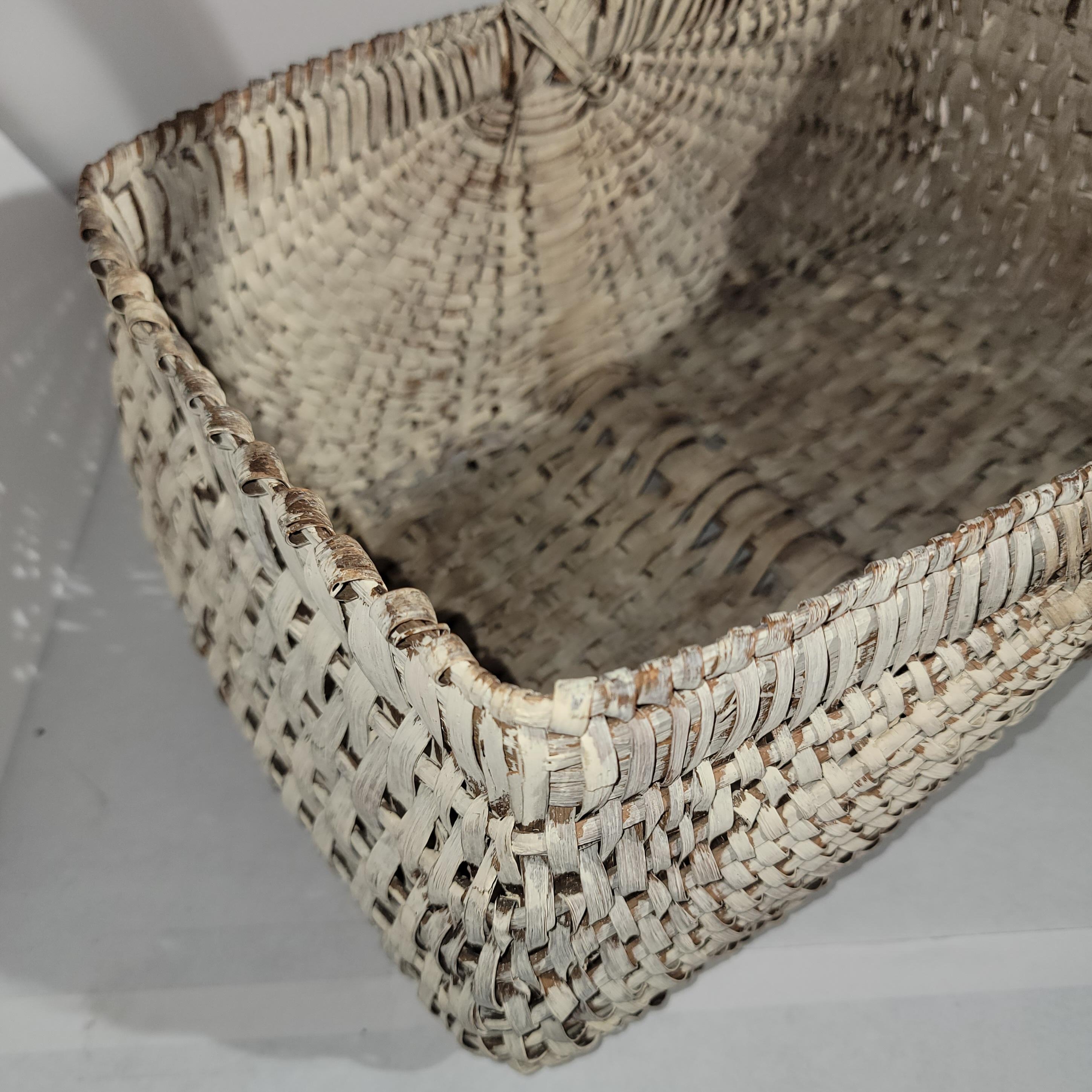 19th Century Late 19thc Original White Painted Basket For Sale